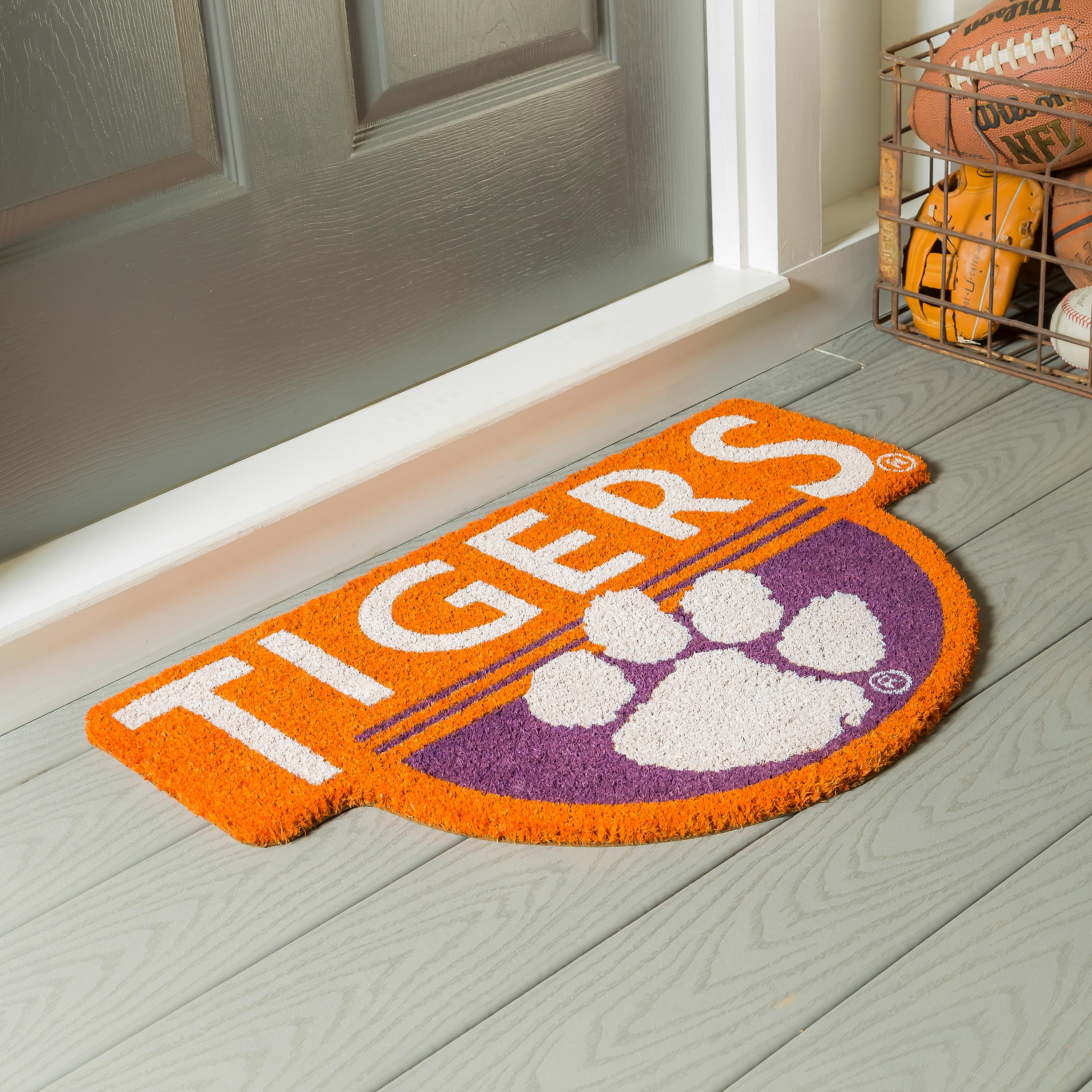 NCAA Team Shaped Coir Door Mat, Clemson Tigers - Sports Collectibles, Sports Memorabilia, Sports Fan Shop, Sports Gifts
