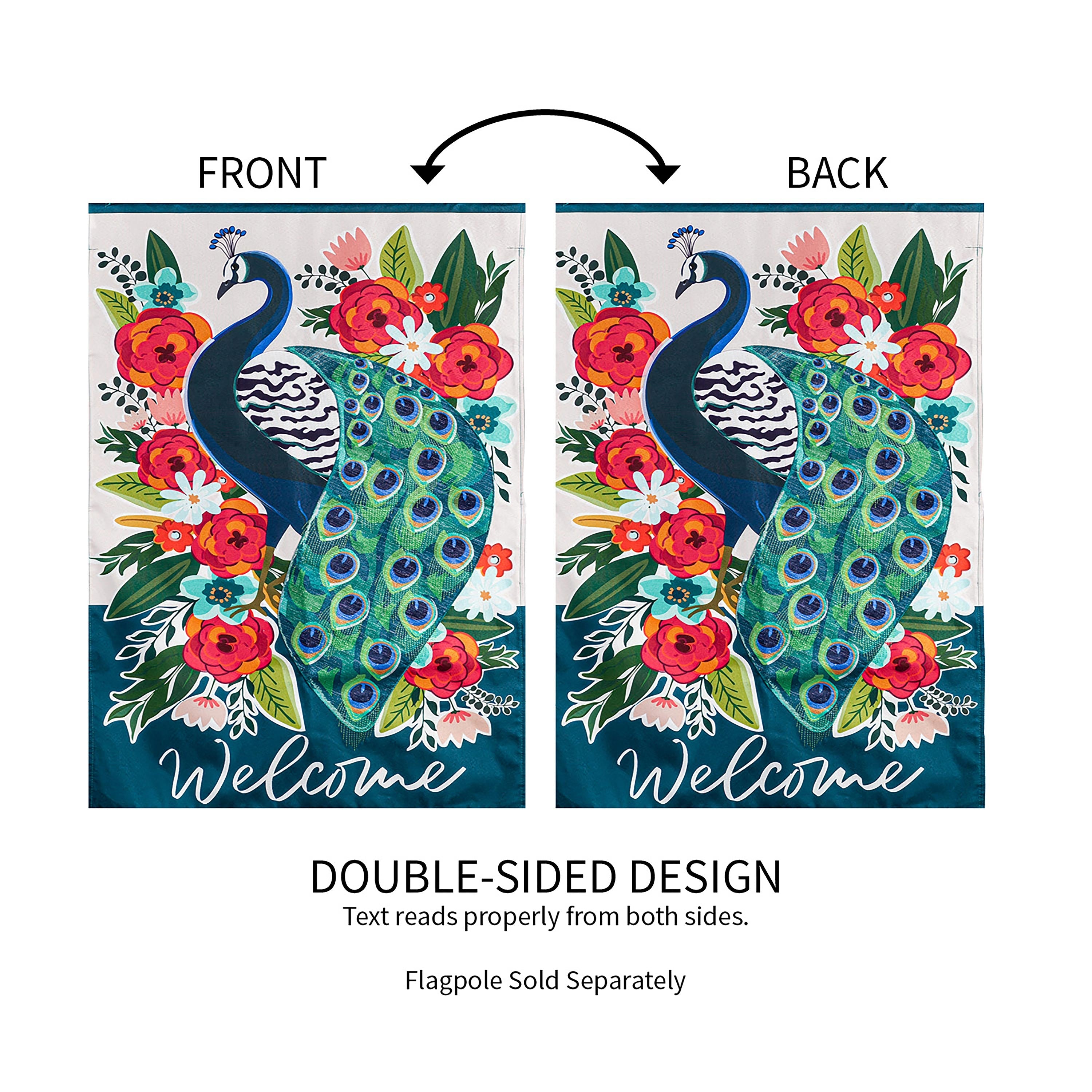 Floral Peacock House Linen Flag - Sports Collectibles, Sports Memorabilia, Sports Fan Shop, Sports Gifts