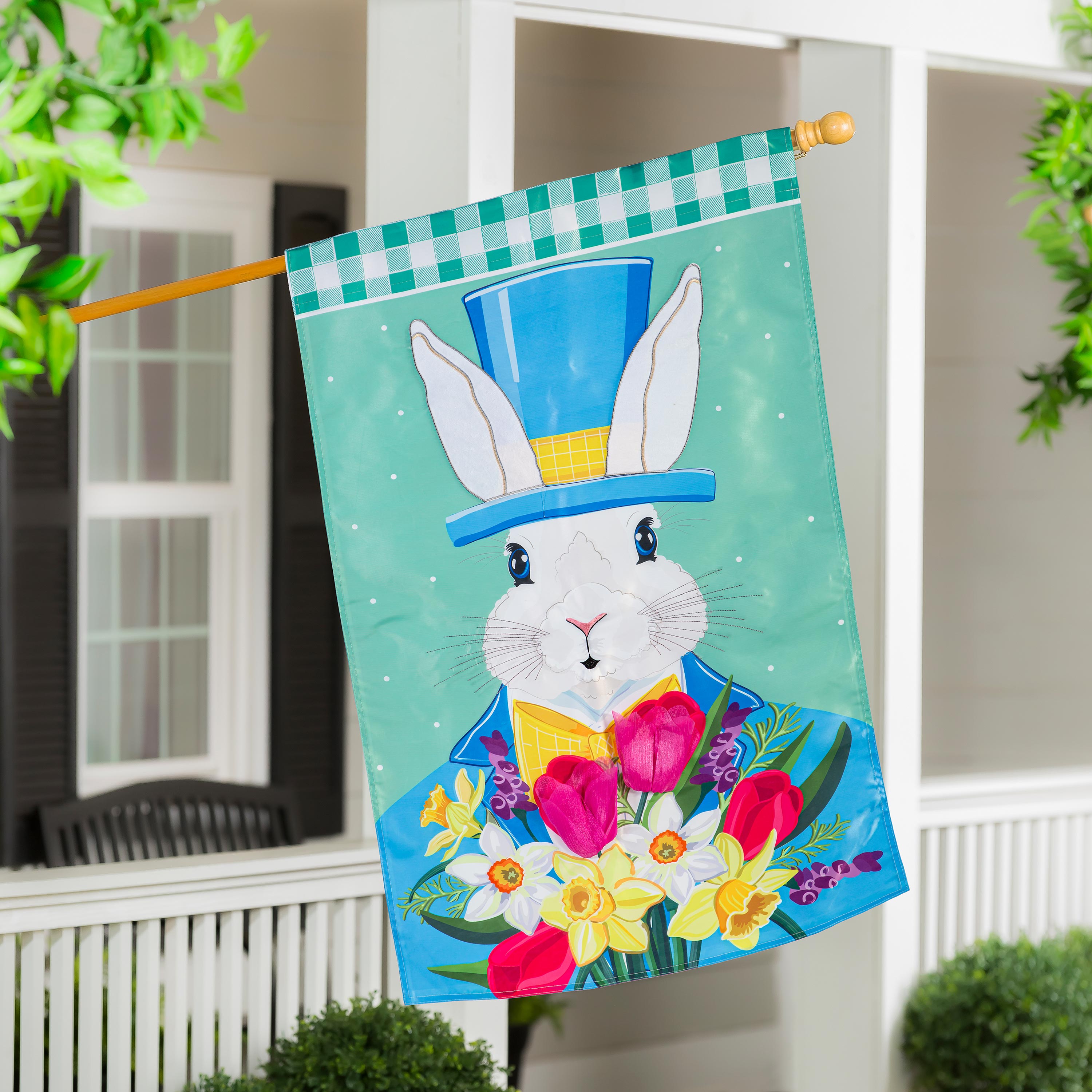 Mister Easter Bunny Applique House Flag - Sports Collectibles, Sports Memorabilia, Sports Fan Shop, Sports Gifts