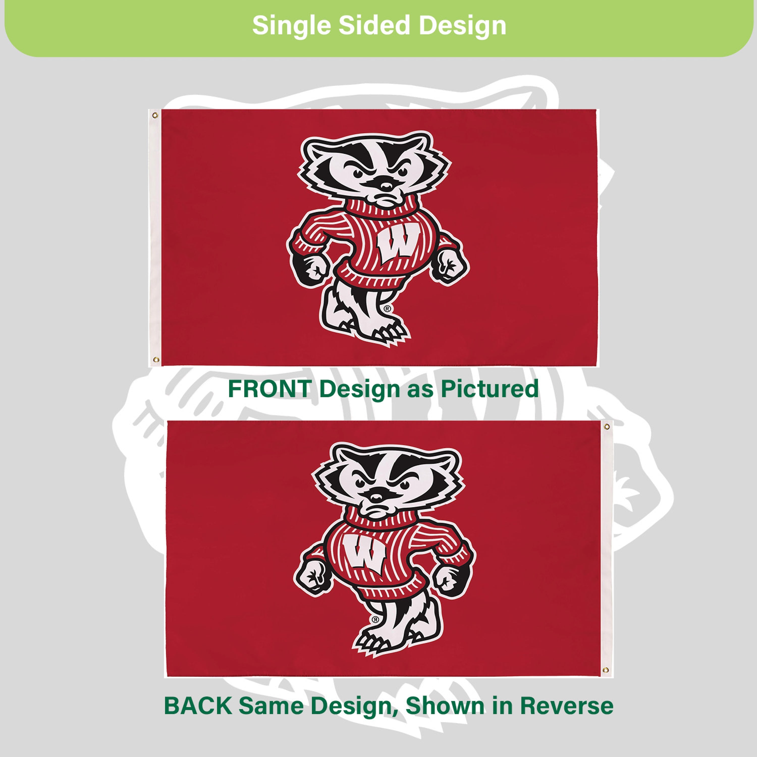 3'x5' Single Sided Flag w/ 2 Grommets, University of Wisconsin-Madison - Sports Gifts, Sports Memorabilia, Sports Collectibles, Fan Shop