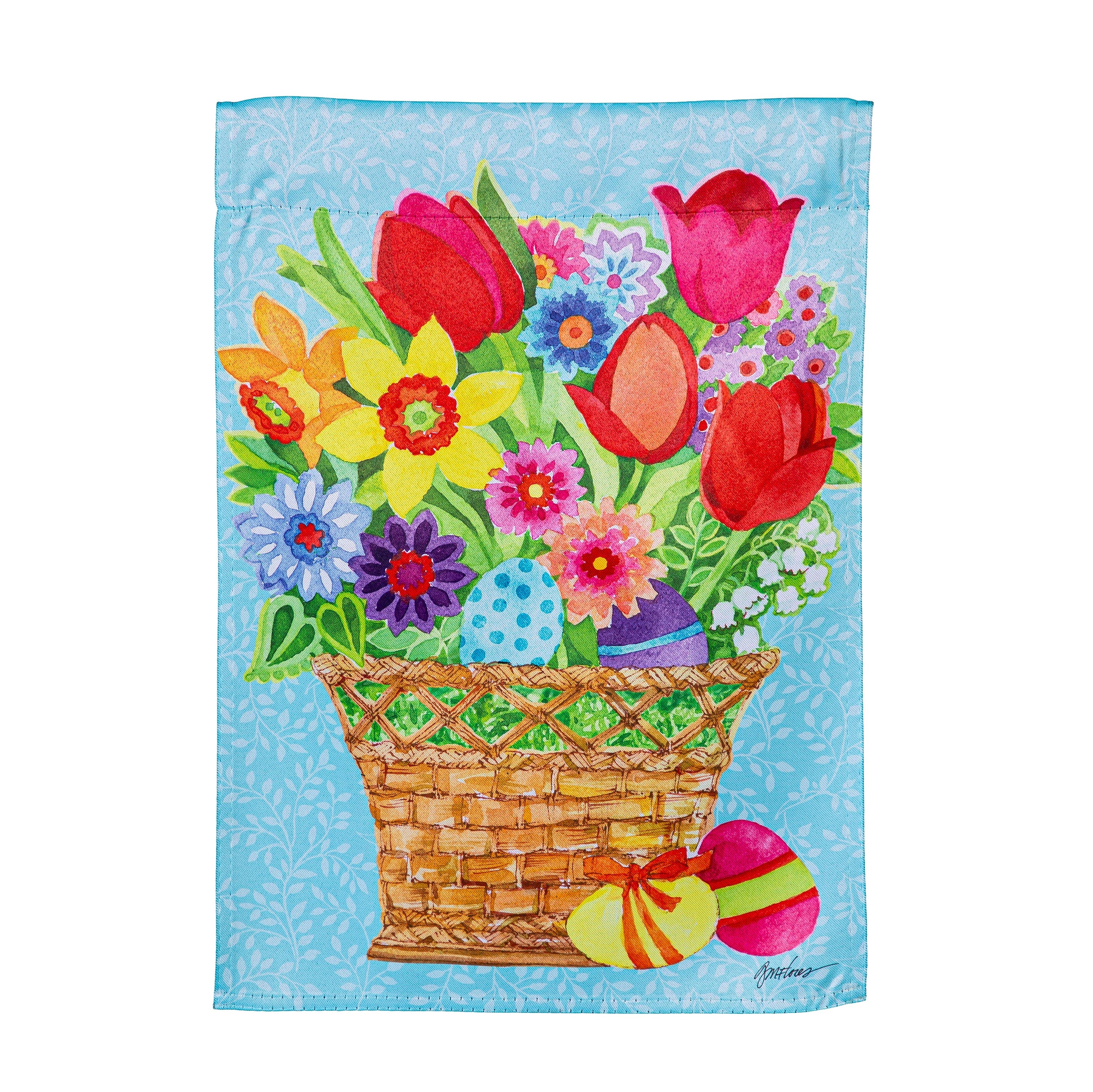 Spring Flowers Basket Suede Garden Flag - Sports Gifts, Sports Memorabilia, Sports Collectibles, Fan Shop