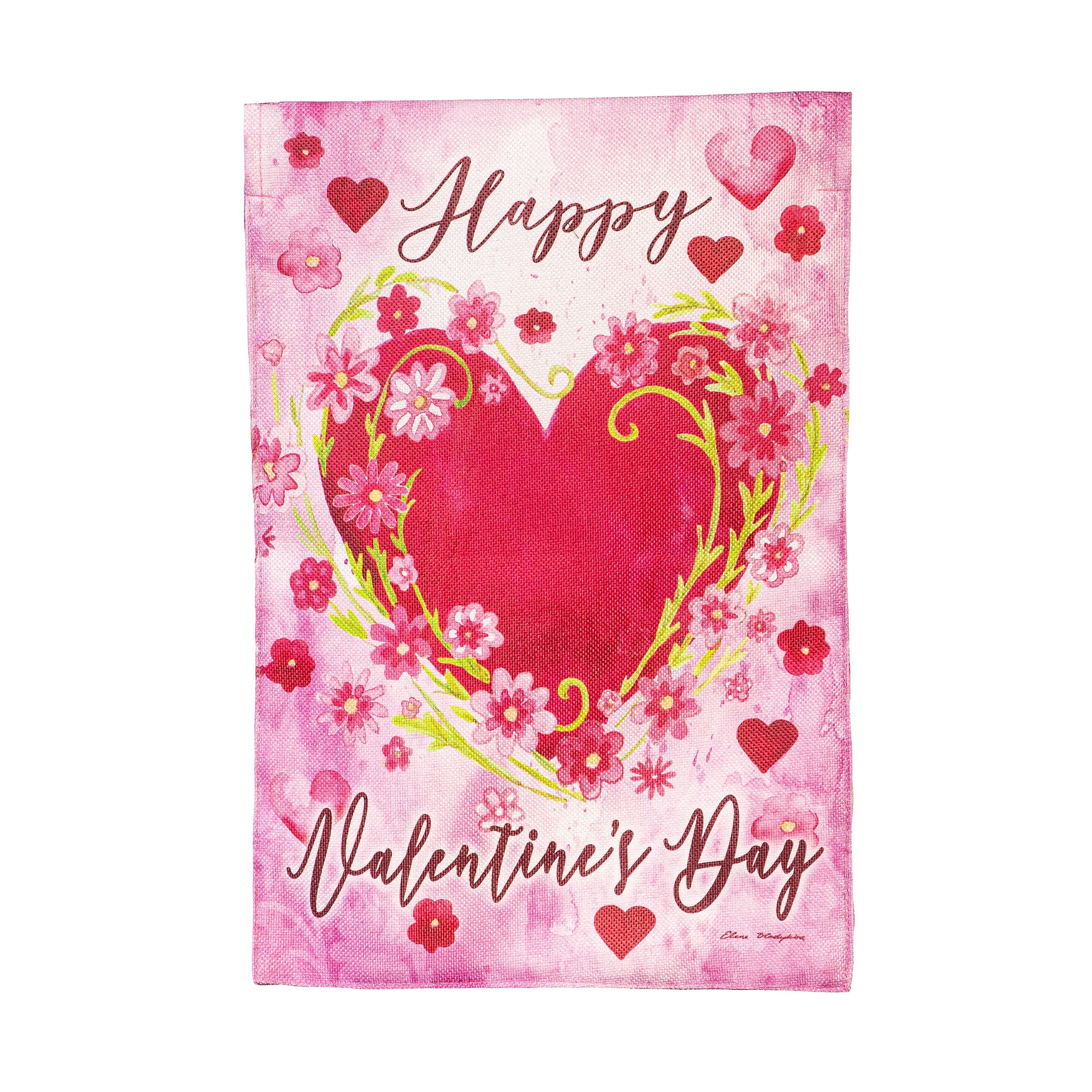 Floral Heart Burlap Garden Flag - Sports Gifts, Sports Memorabilia, Sports Collectibles, Fan Shop