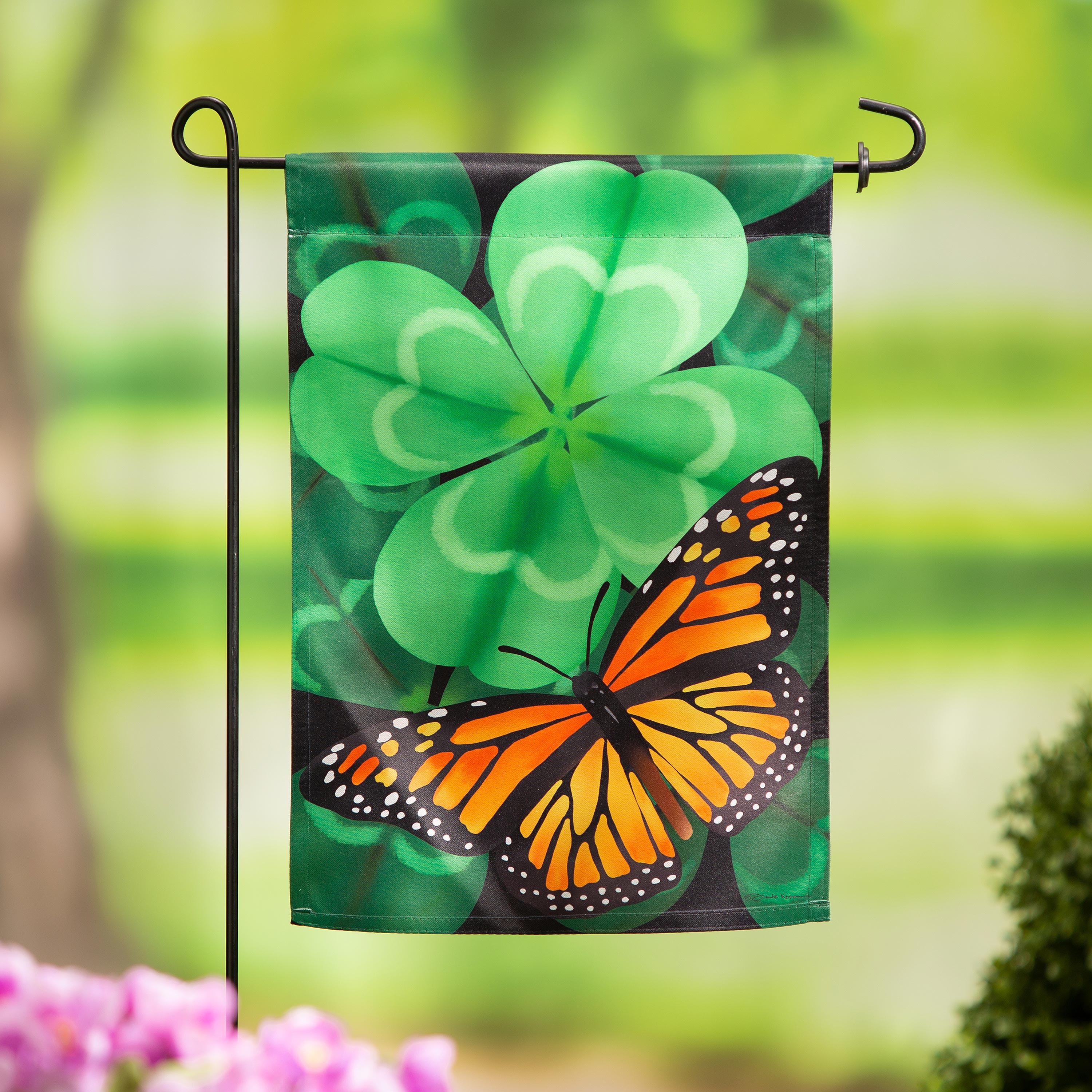 Butterfly Clover Suede Garden Flag - Sports Collectibles, Sports Memorabilia, Sports Fan Shop, Sports Gifts