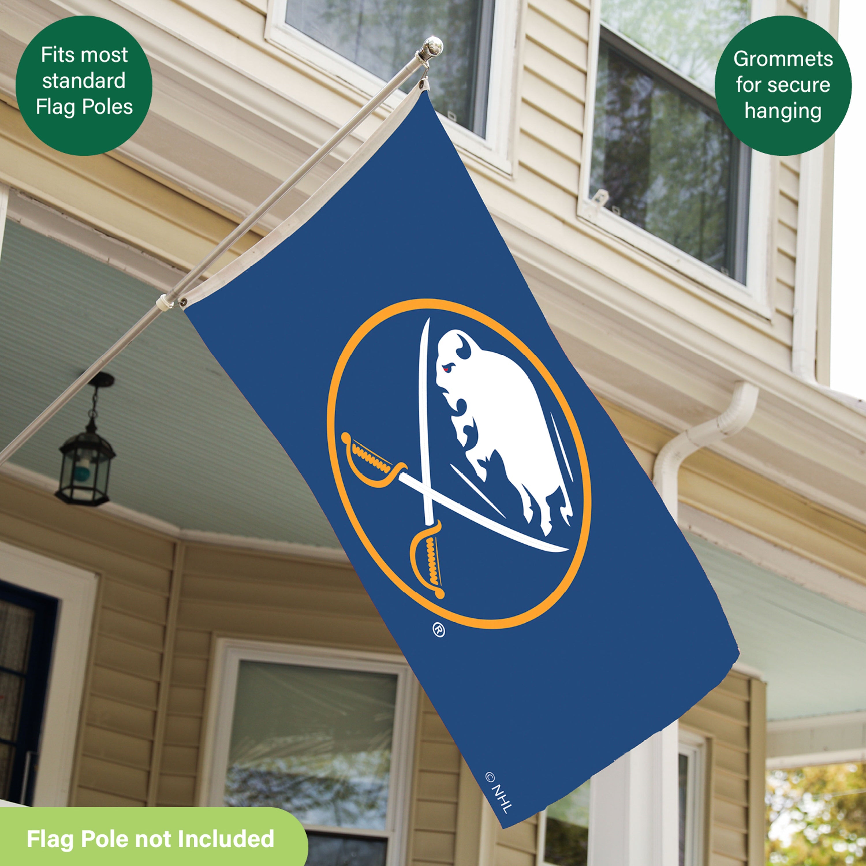 Buffalo Sabres Single Sided Flag w/ 2 Grommets, 3'x5' - Sports Gifts, Sports Memorabilia, Sports Collectibles, Fan Shop