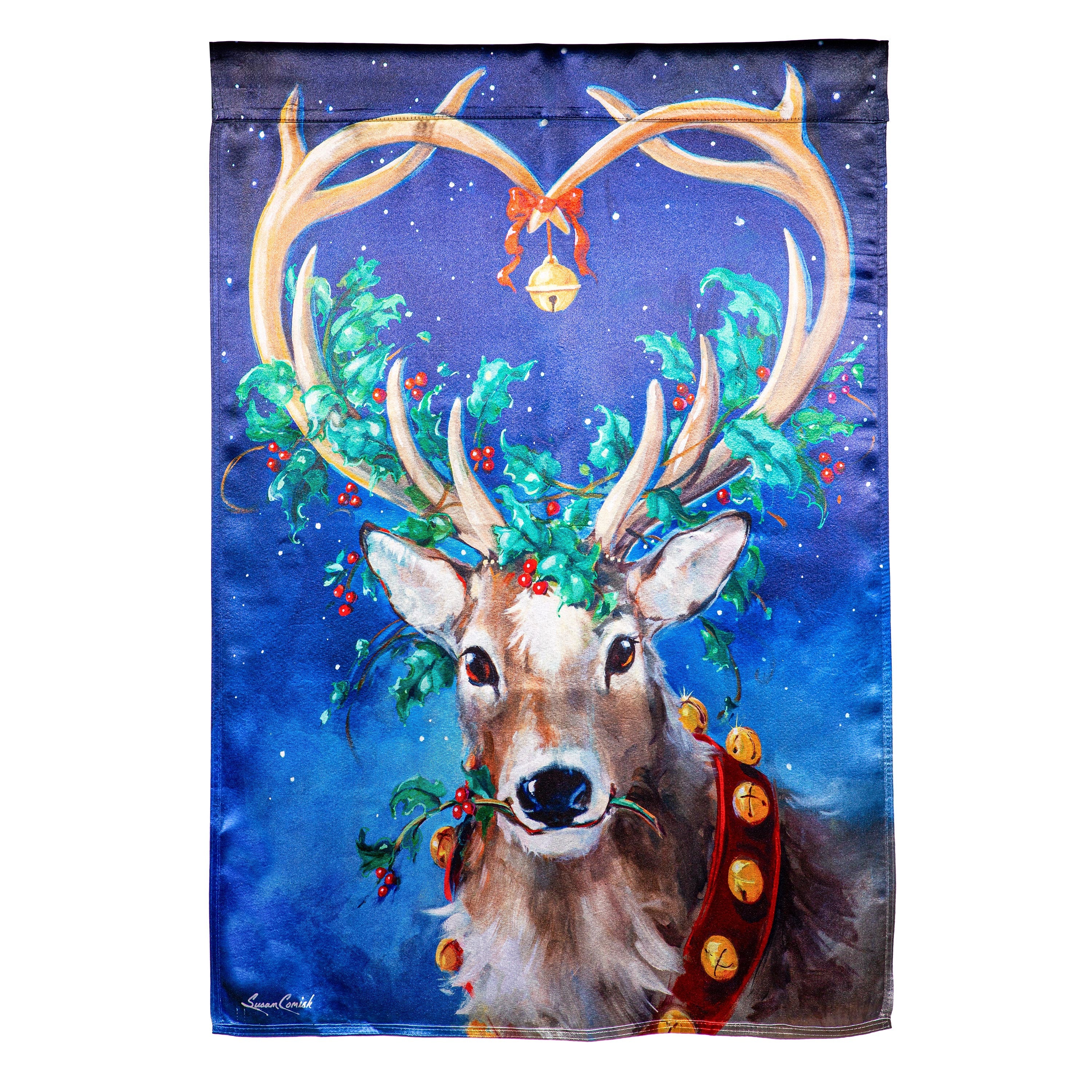 Santa's Reindeer Lustre House Flag - Sports Collectibles, Sports Memorabilia, Sports Fan Shop, Sports Gifts