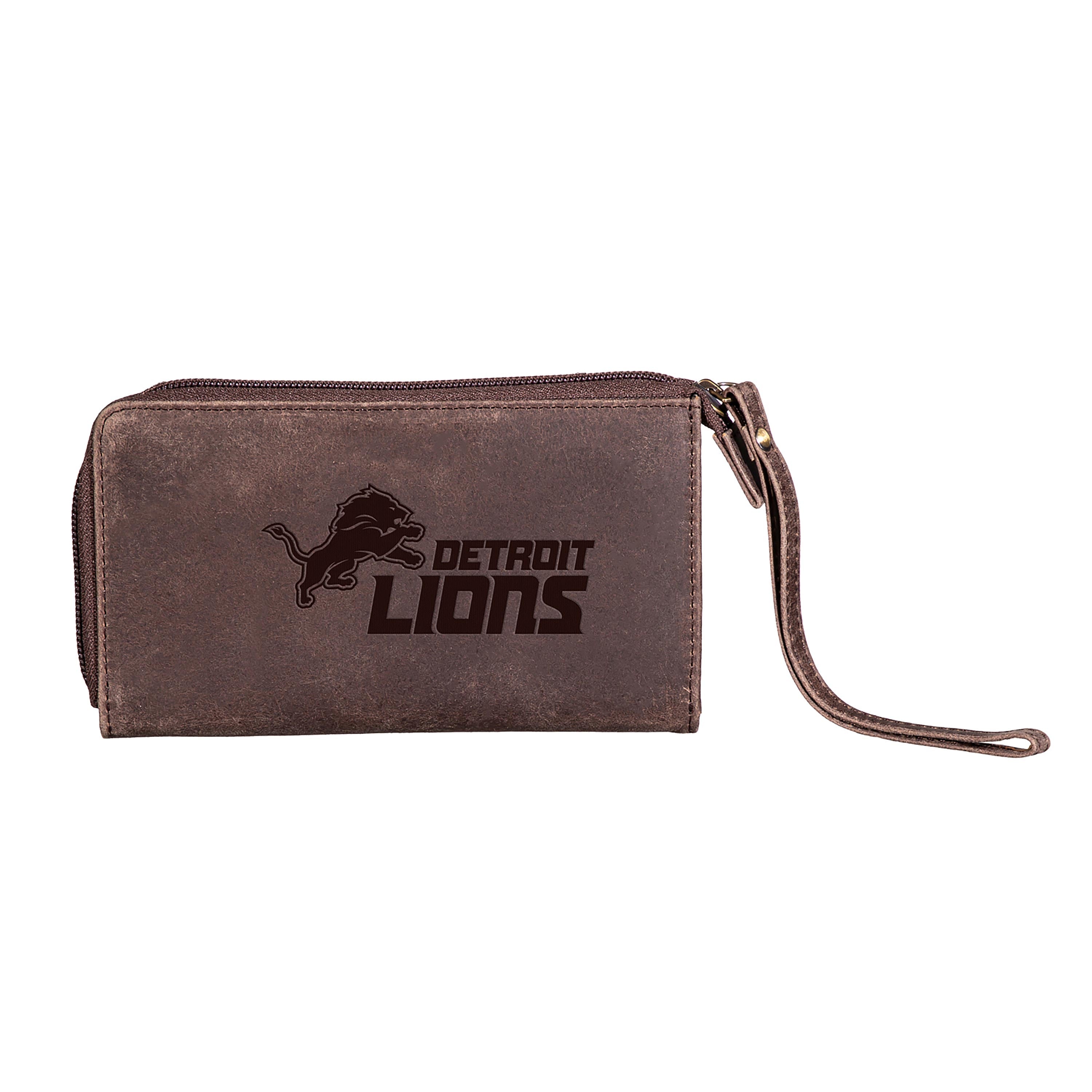Wristlet Wallet, Brown, Detroit Lions - Sports Collectibles, Sports Memorabilia, Sports Fan Shop, Sports Gifts