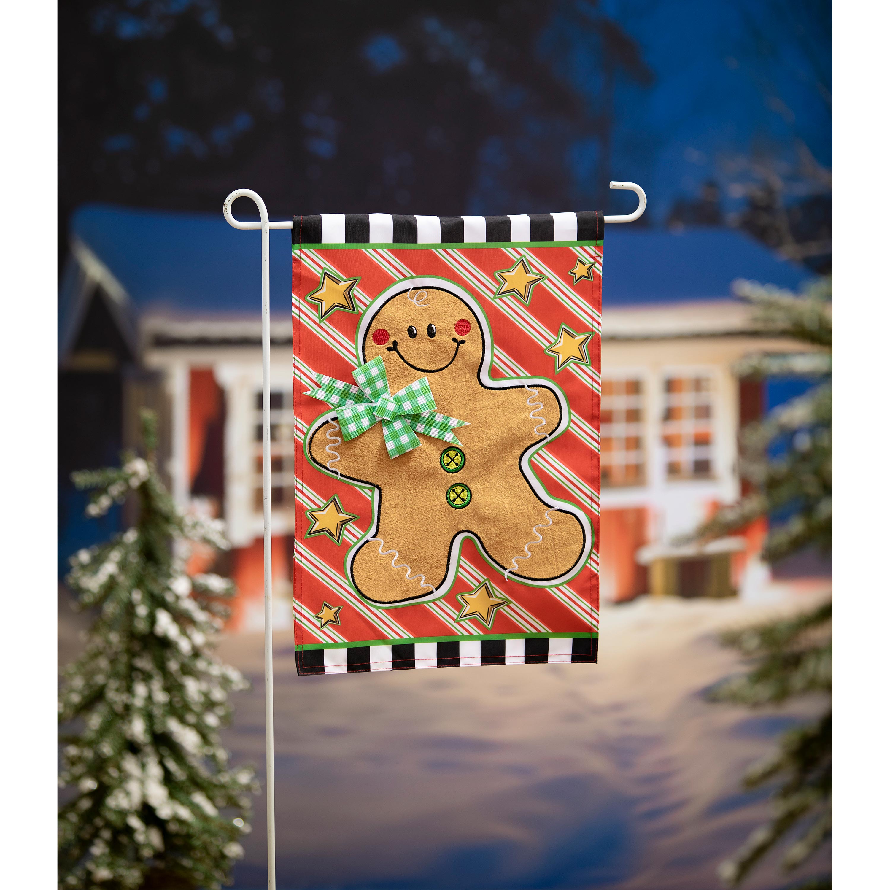 Patterned Gingerbread Man Applique Garden Flag - Sports Gifts, Sports Memorabilia, Sports Collectibles, Fan Shop