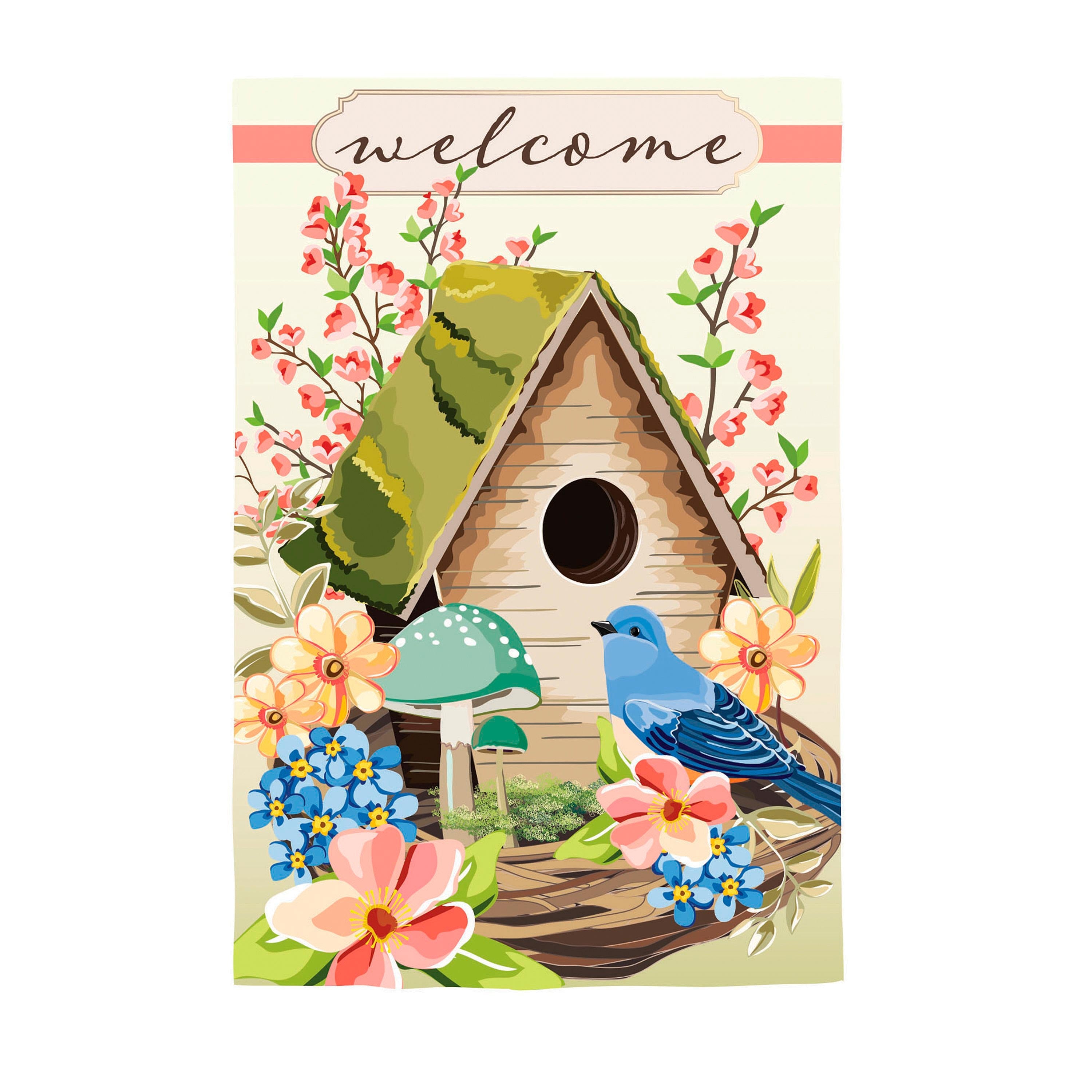 Spring Birdhouse Applique House Flag - Sports Collectibles, Sports Memorabilia, Sports Fan Shop, Sports Gifts