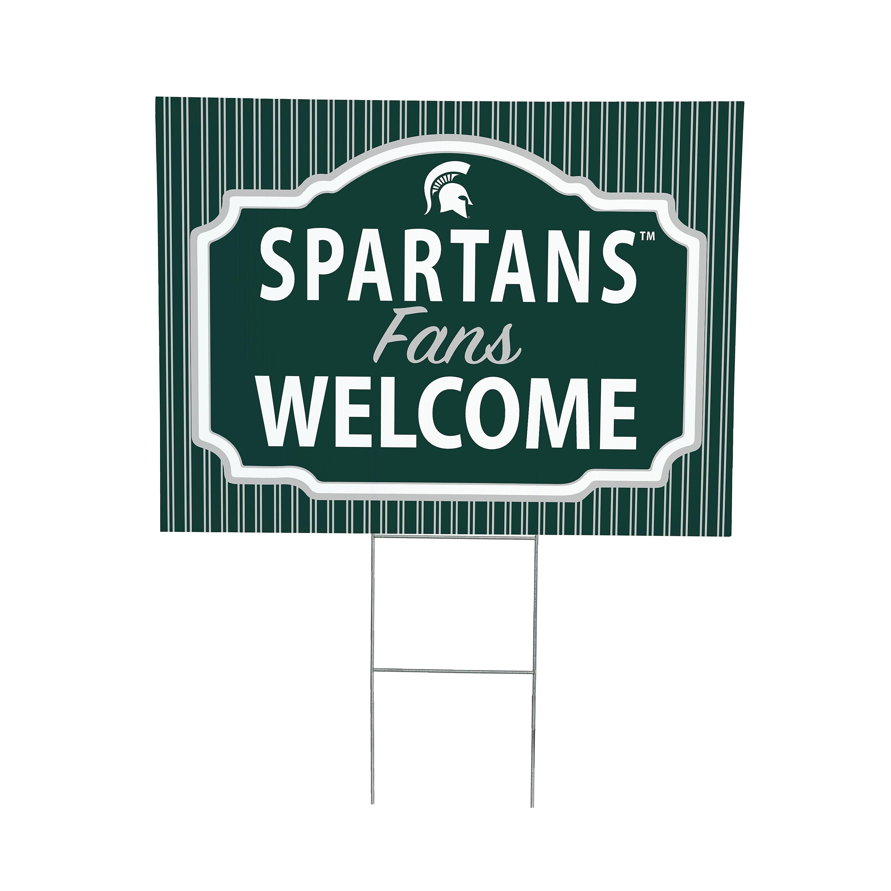 Michigan State University Coroplast Yard Sign, "Fans Welcome" - Sports Collectibles, Sports Memorabilia, Sports Fan Shop, Sports Gifts