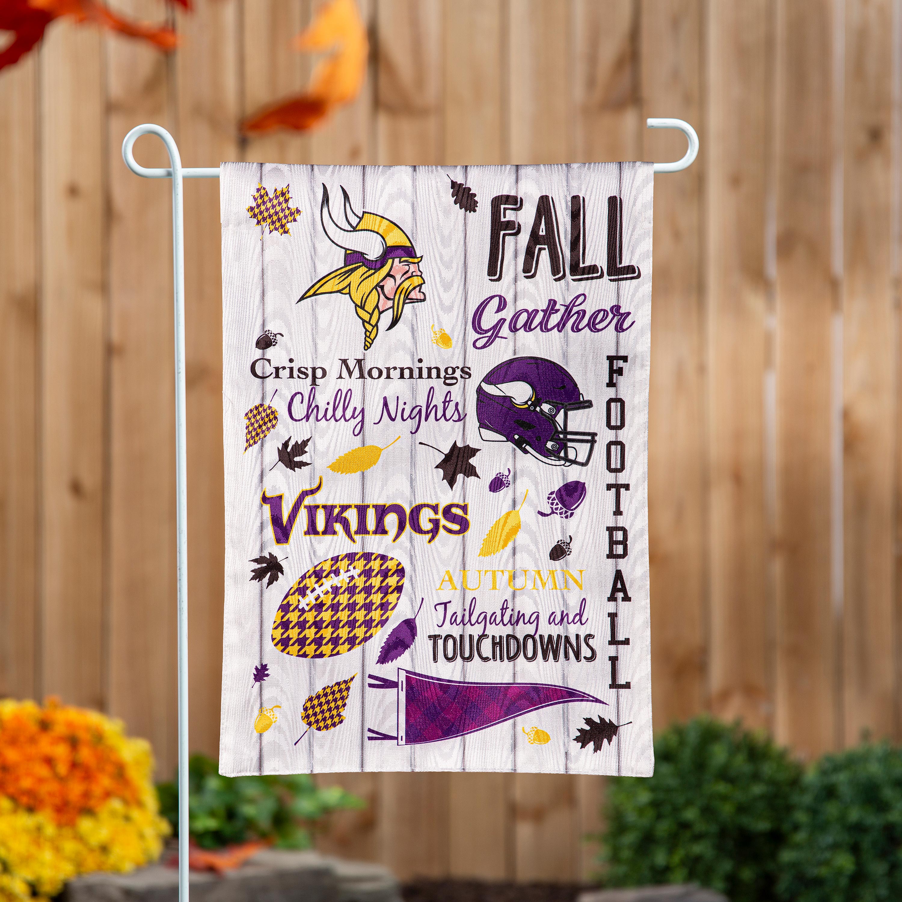 Minnesota Vikings, Moire Flag, GDN, Fall Seasonal - Sports Collectibles, Sports Memorabilia, Sports Fan Shop, Sports Gifts