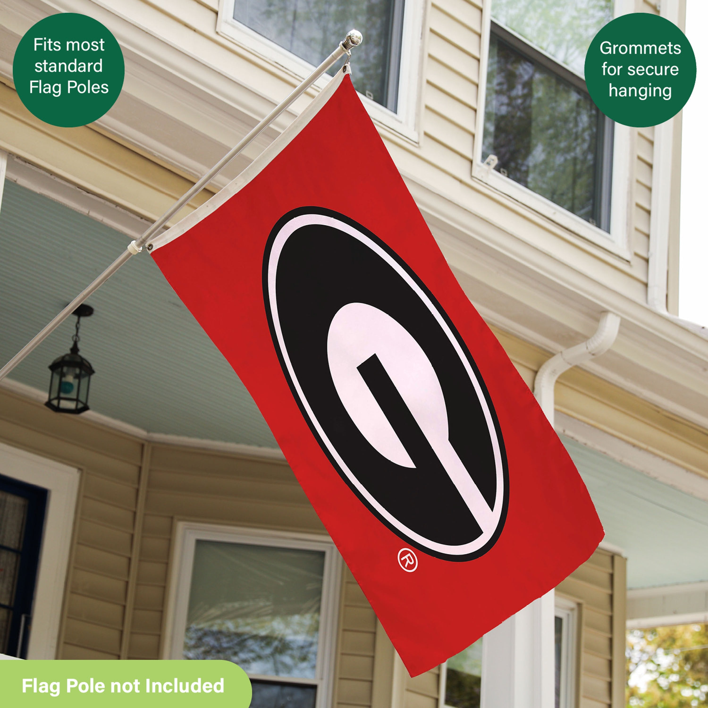 University of Georgia Single Sided Estate Flag with 2 Grommets, 3'x5' - Sports Gifts, Sports Memorabilia, Sports Collectibles, Fan Shop