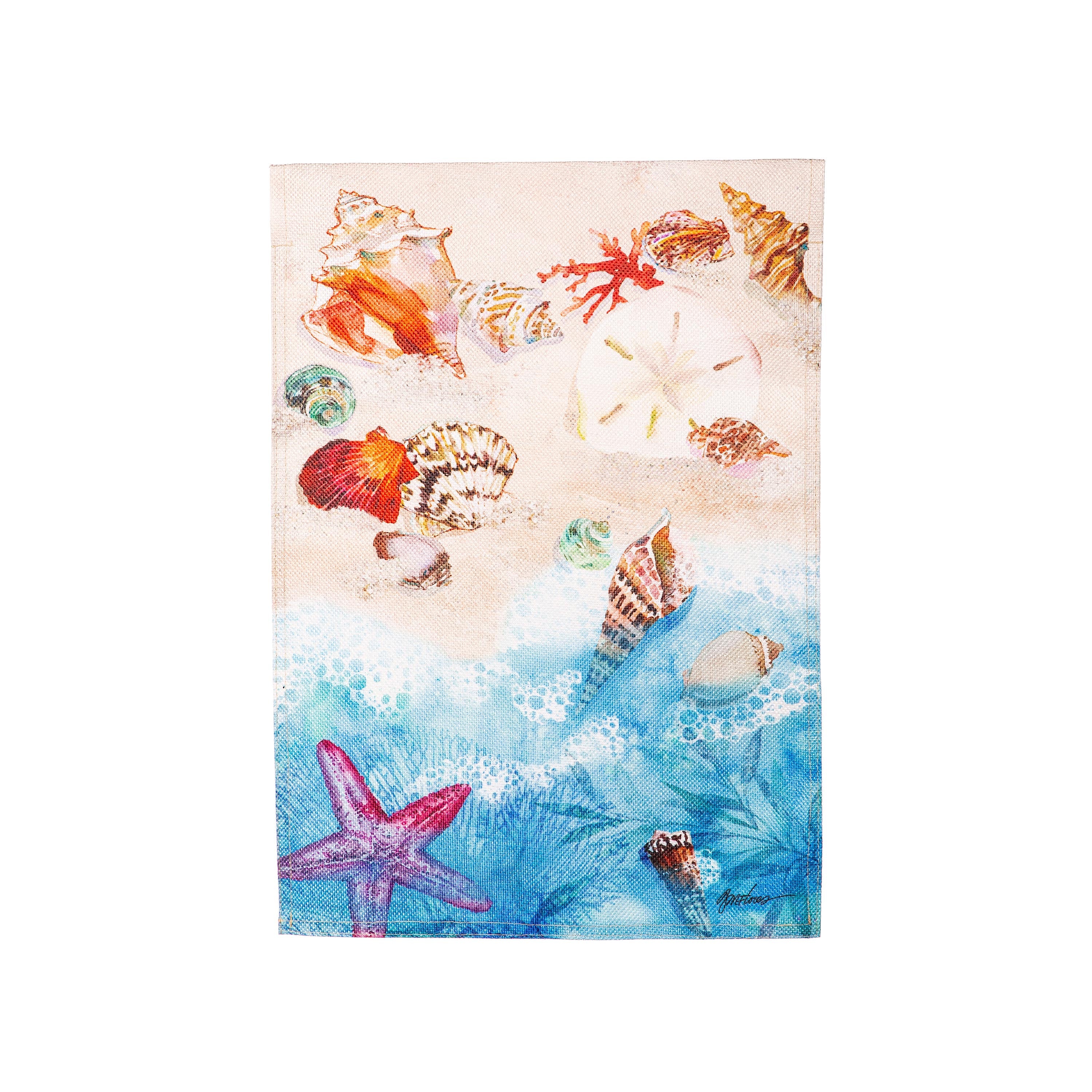 Seashells By The Shore Burlap Garden Flag - Sports Collectibles, Sports Memorabilia, Sports Fan Shop, Sports Gifts
