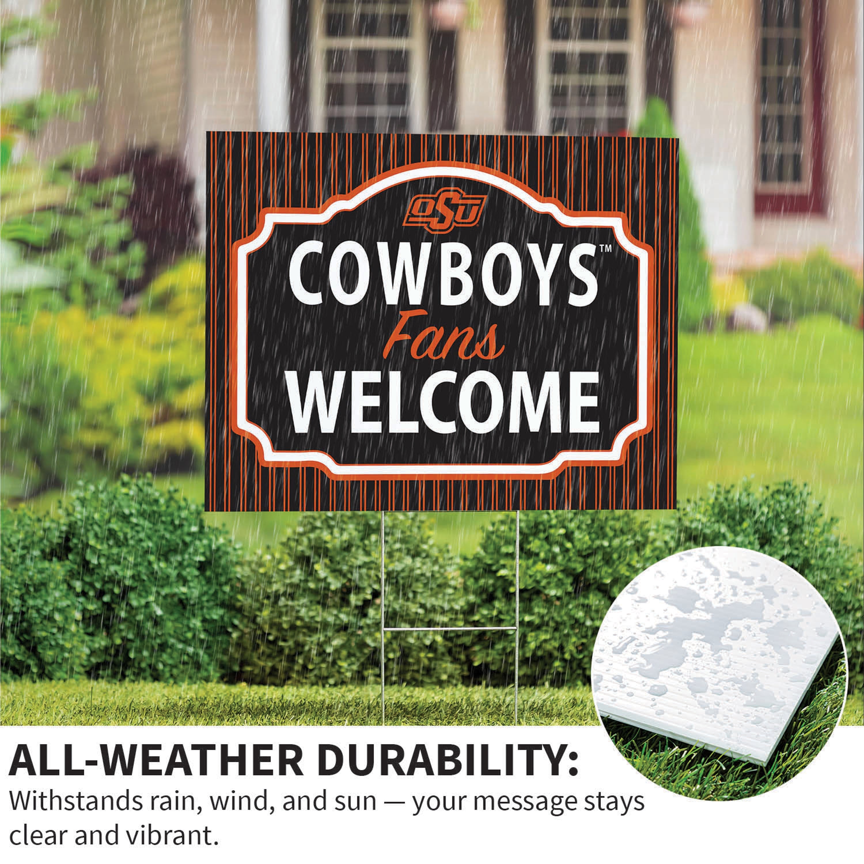 Oklahoma State University Coroplast Yard Sign, "Fans Welcome"