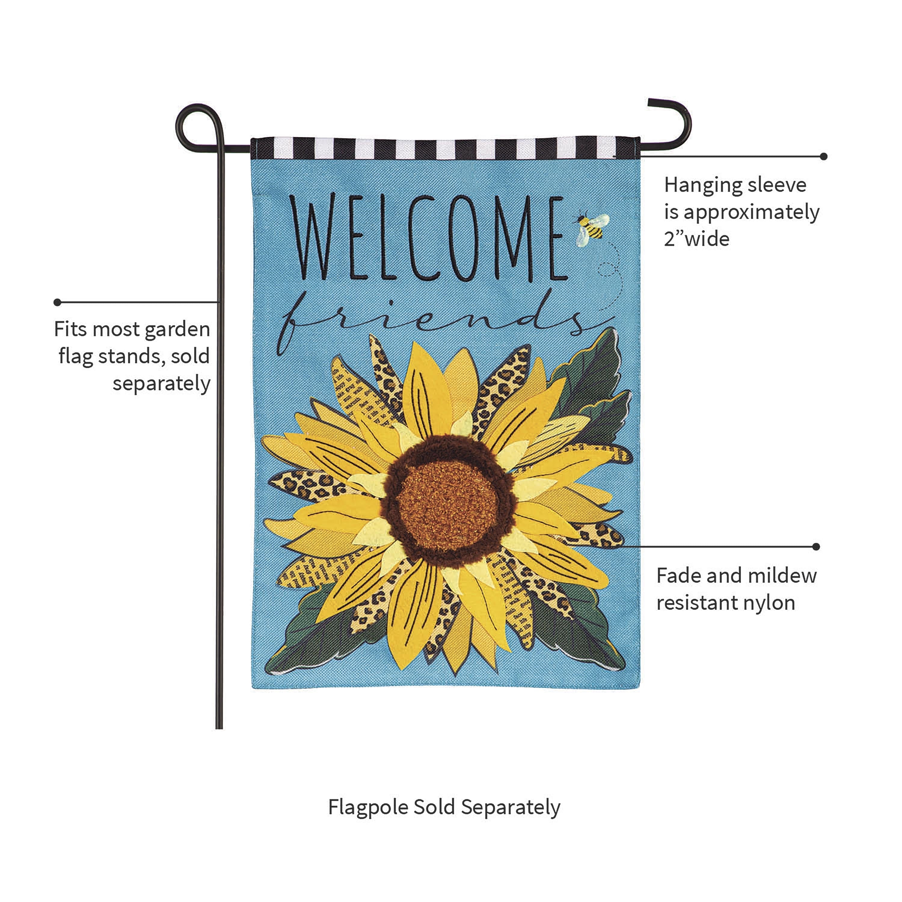 Welcome Friends Leopard Sunflower Burlap Garden Flag - Sports Collectibles, Sports Memorabilia, Sports Fan Shop, Sports Gifts