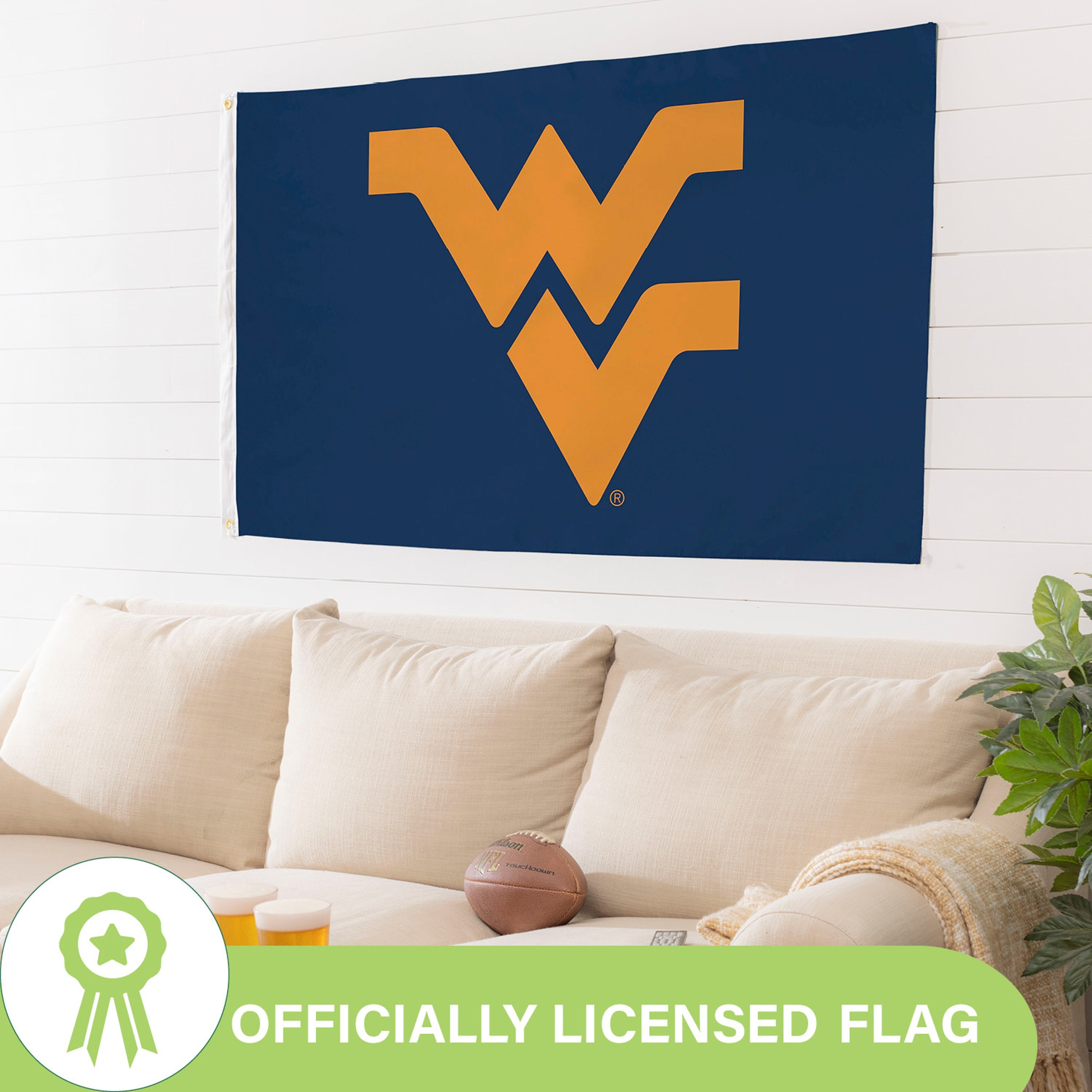 West Virginia University Single Sided Estate Flag with 2 Grommets, 3'x5' - Sports Gifts, Sports Memorabilia, Sports Collectibles, Fan Shop