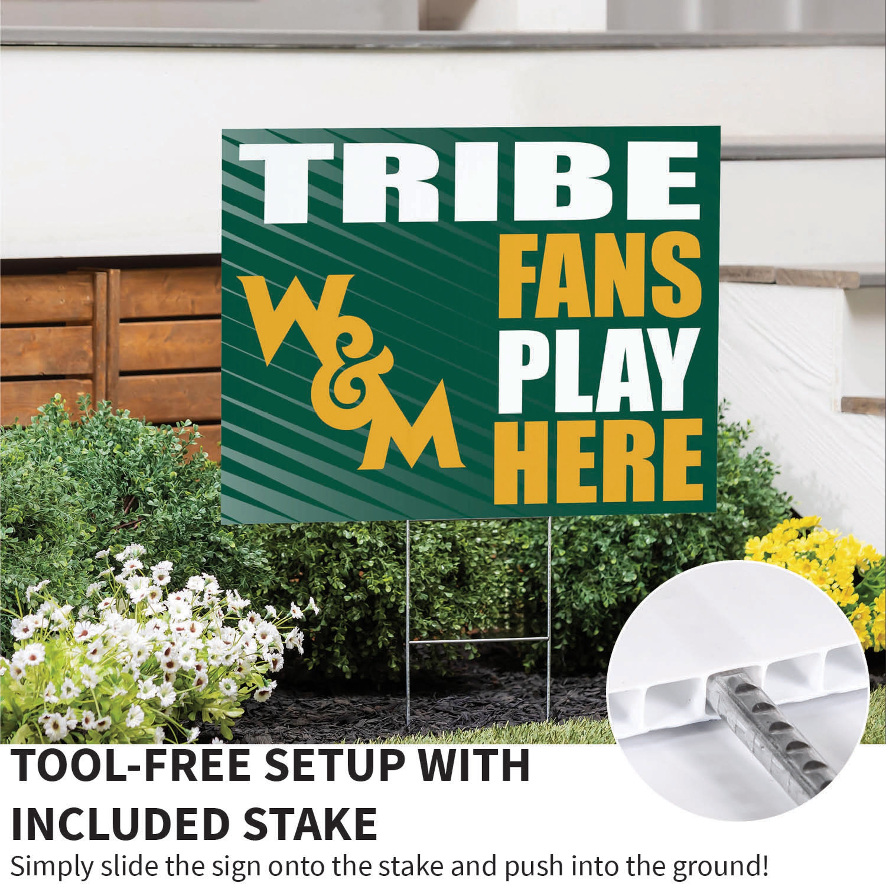 William & Mary Coroplast Yard Sign "Fans Play Here" - Sports Collectibles, Sports Memorabilia, Sports Fan Shop, Sports Gifts