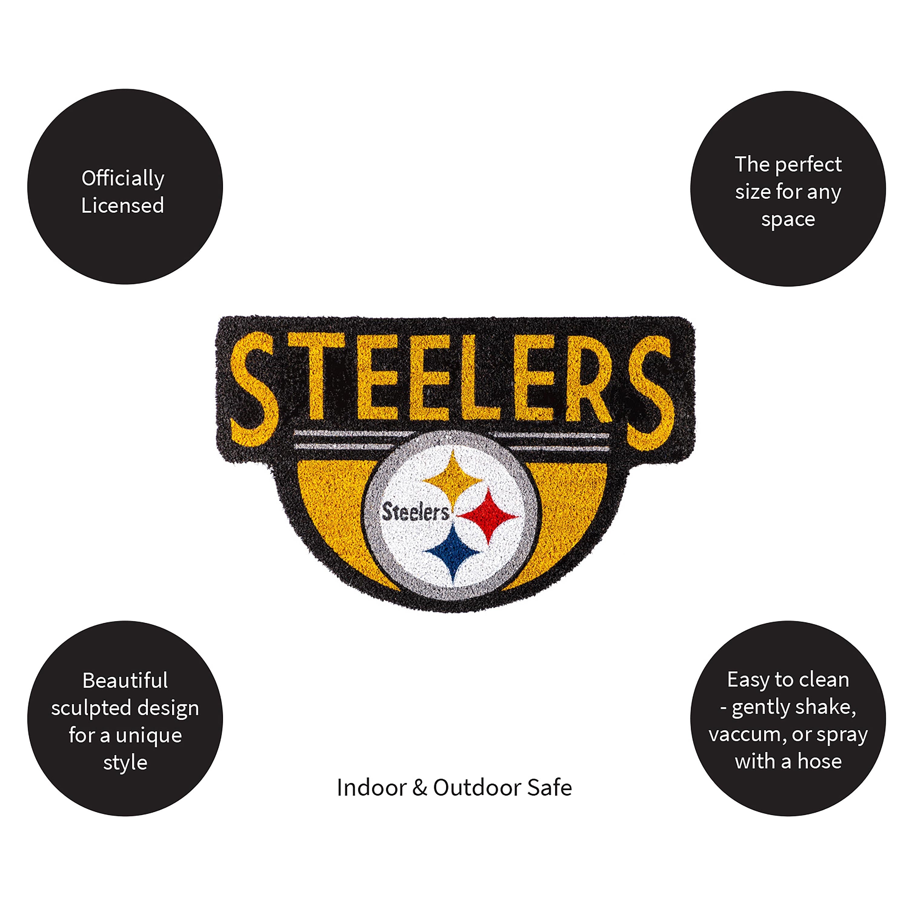 NFL Shaped Coir Door Mat, Steelers - Sports Collectibles, Sports Memorabilia, Sports Fan Shop, Sports Gifts