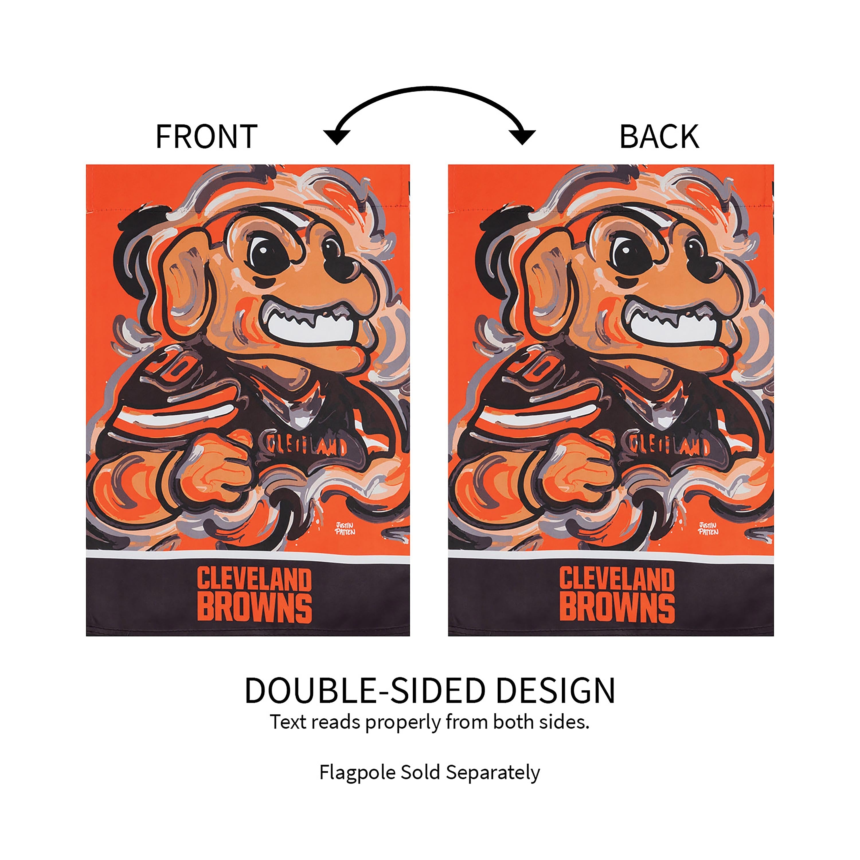 Cleveland Browns Justin Patten Suede Garden Flag - Sports Collectibles, Sports Memorabilia, Sports Fan Shop, Sports Gifts