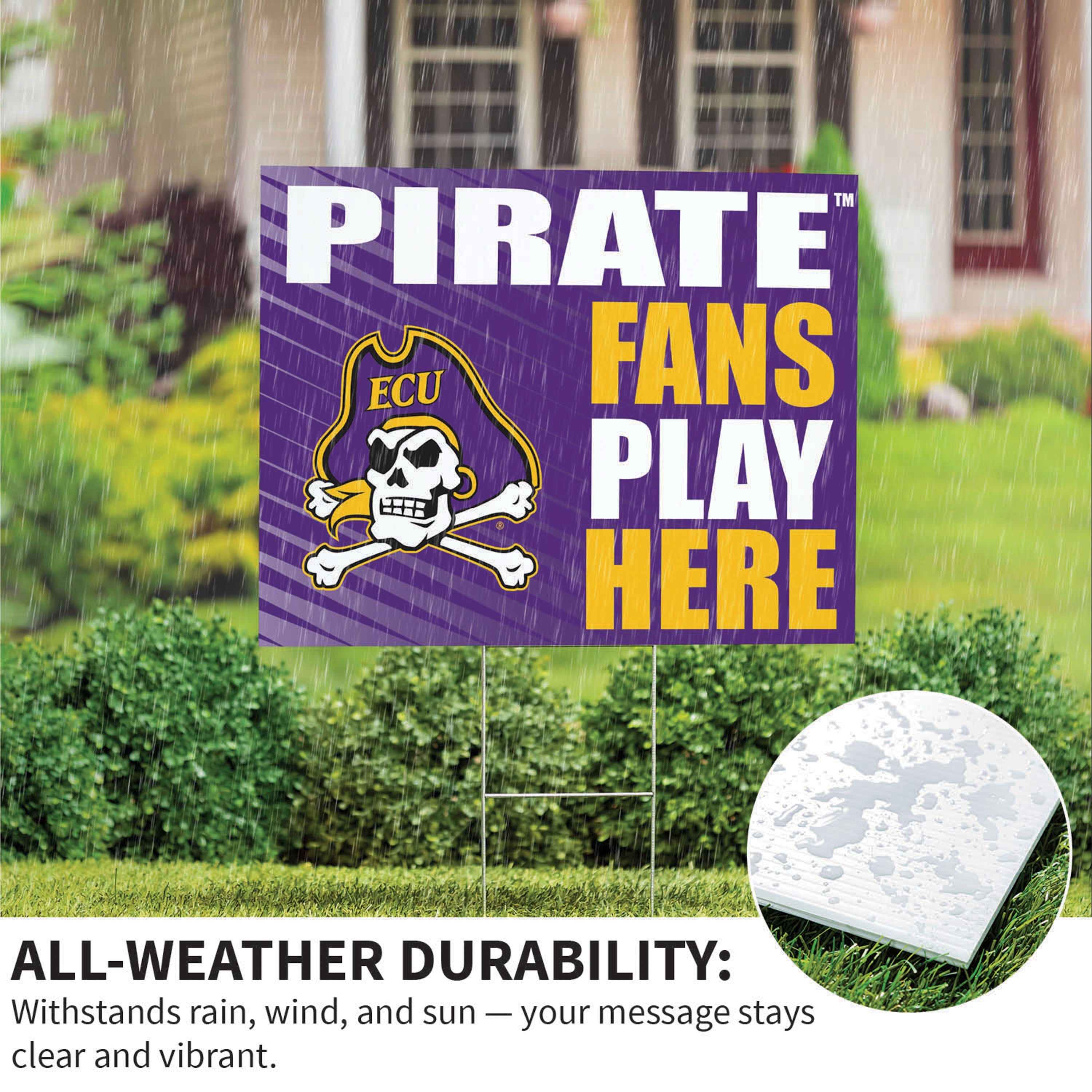East Carolina University Coroplast Yard Sign "Fans Play Here" - Sports Collectibles, Sports Memorabilia, Sports Fan Shop, Sports Gifts
