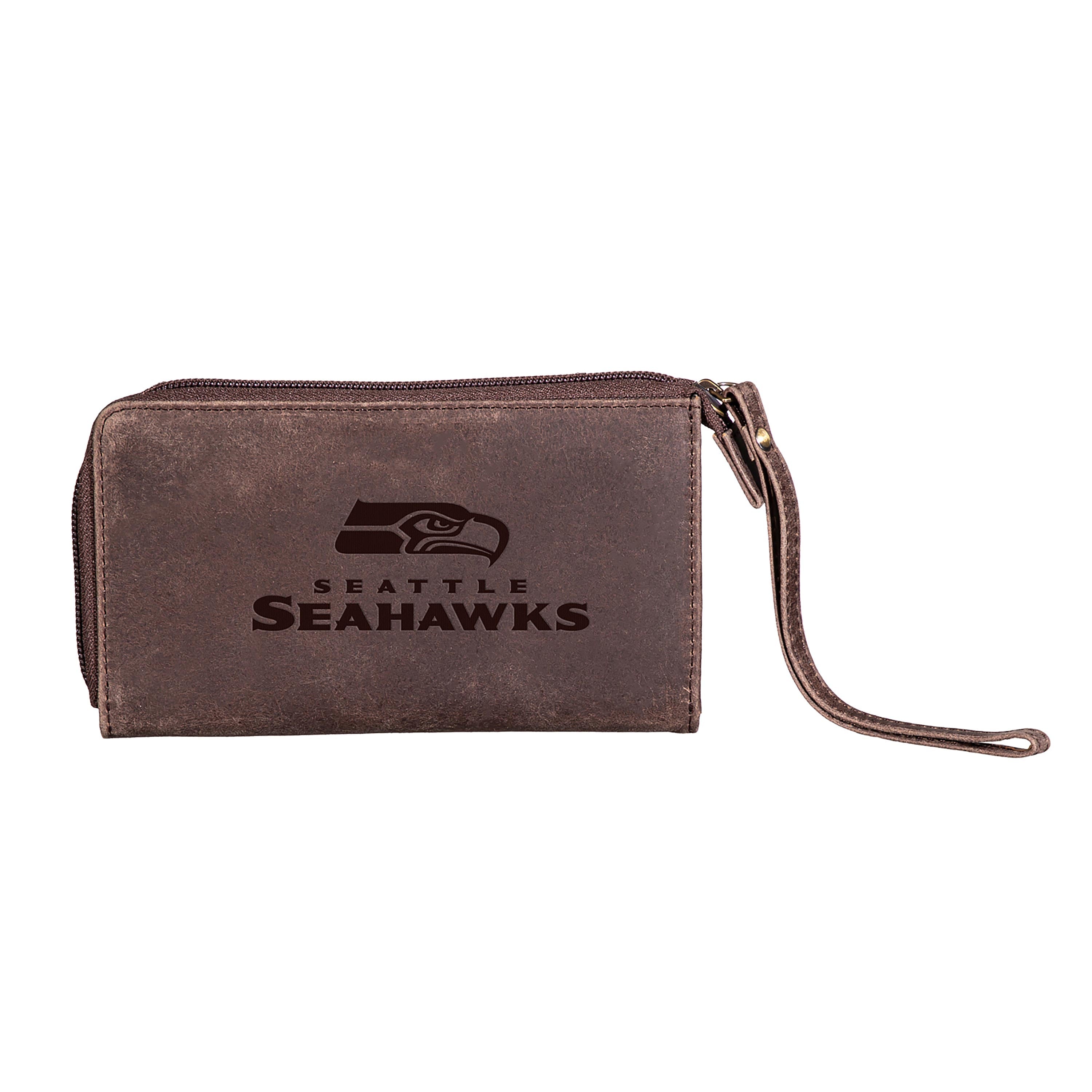 Wristlet Wallet, Brown, Seattle Seahawks - Sports Collectibles, Sports Memorabilia, Sports Fan Shop, Sports Gifts