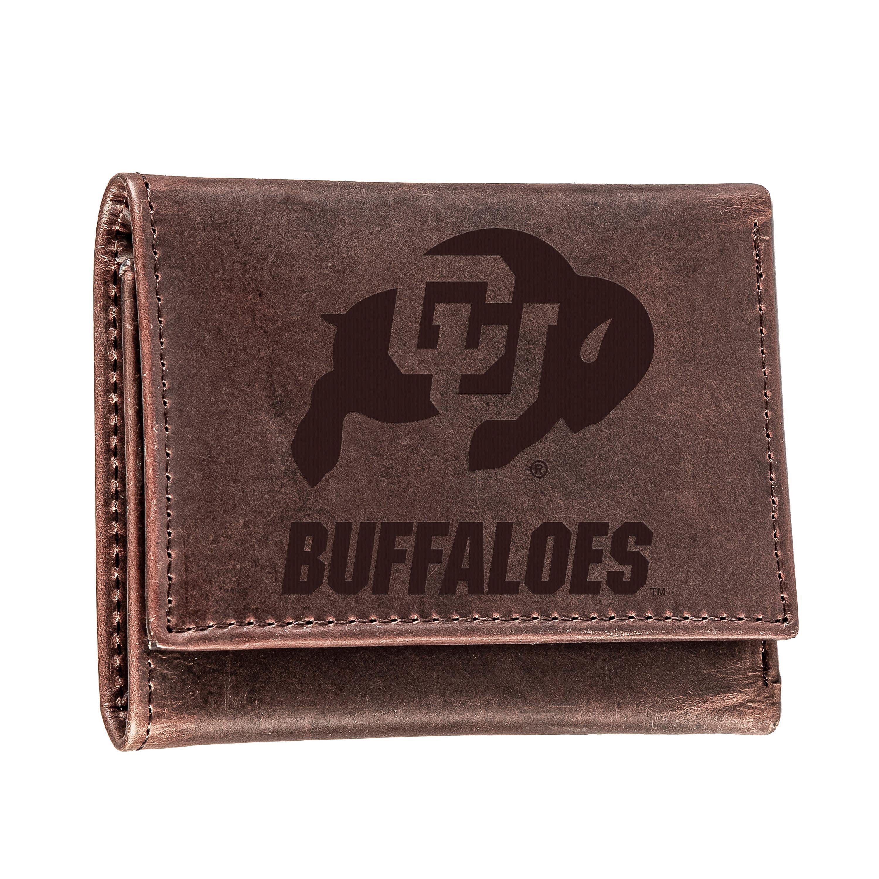 University of Colorado, Tri-Fold Wallet, Brown, CH, 100% Genuine Leather - Sports Collectibles, Sports Memorabilia, Sports Fan Shop, Sports Gifts
