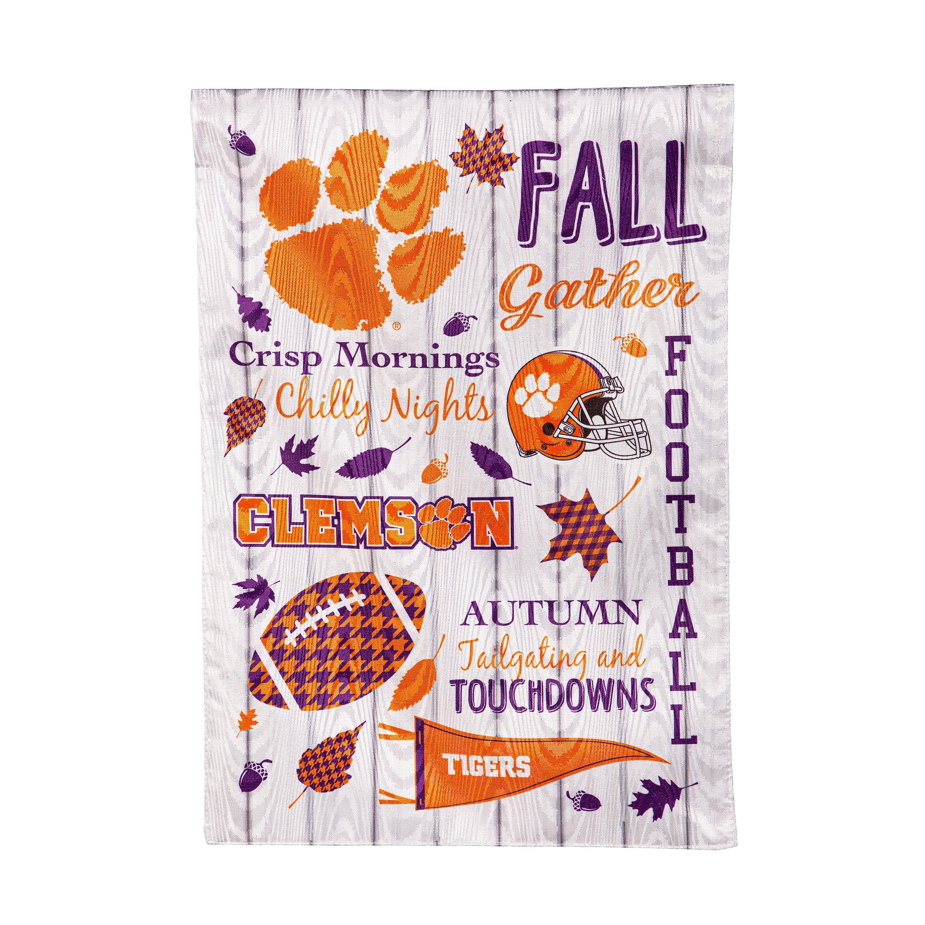 Clemson University, Moire Flag, GDN, Fall Seasonal - Sports Gifts, Sports Memorabilia, Sports Collectibles, Fan Shop