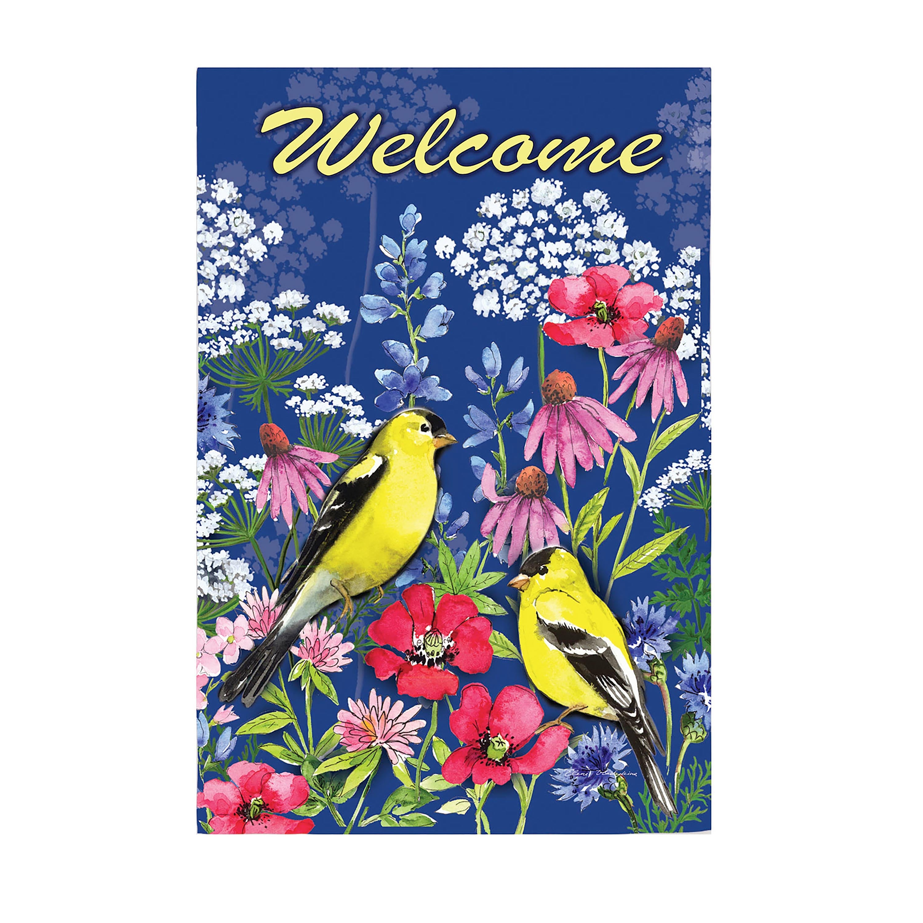 Watercolor Wildflowers Garden Suede Flag - Sports Collectibles, Sports Memorabilia, Sports Fan Shop, Sports Gifts