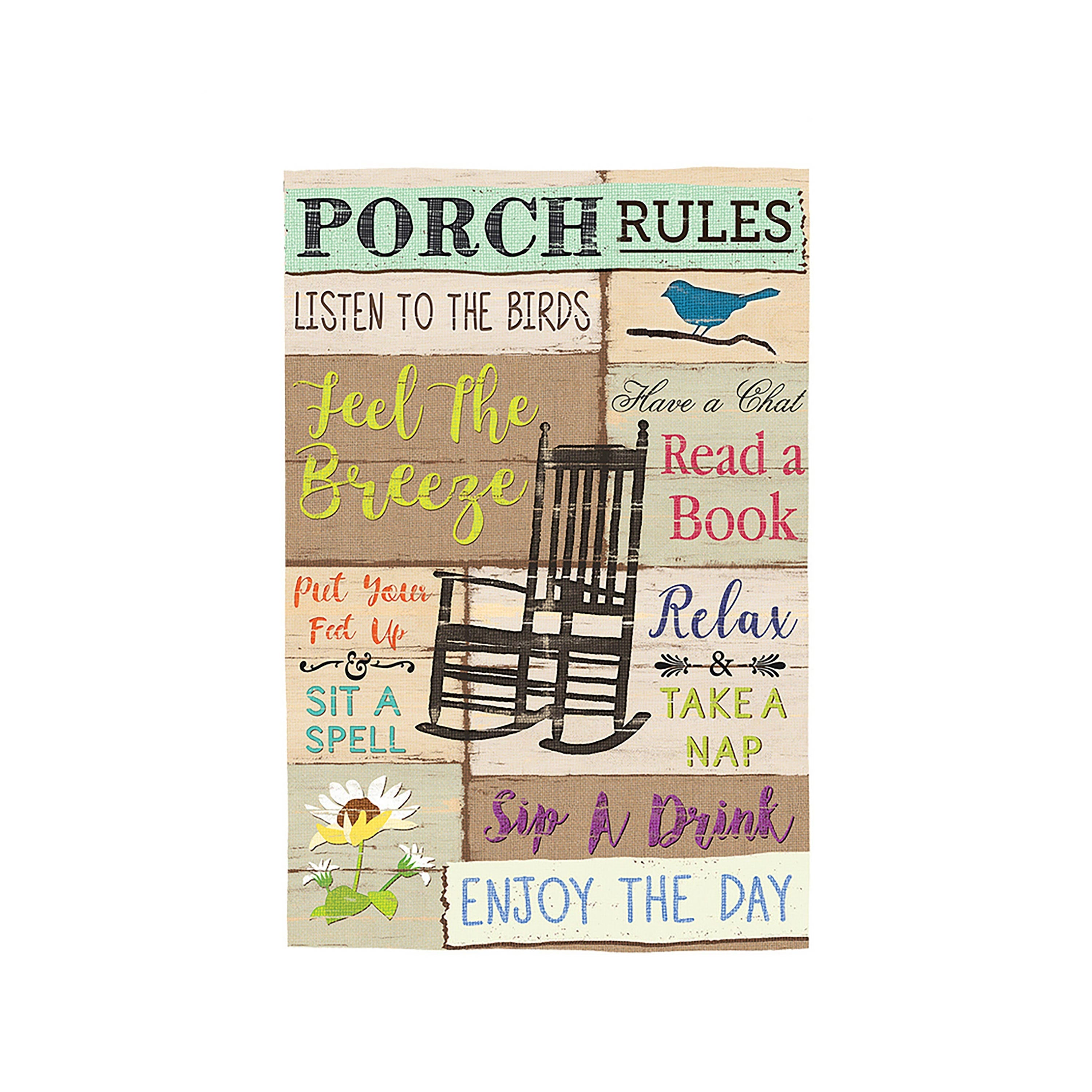 Porch Rules Suede Garden Flag - Sports Collectibles, Sports Memorabilia, Sports Fan Shop, Sports Gifts