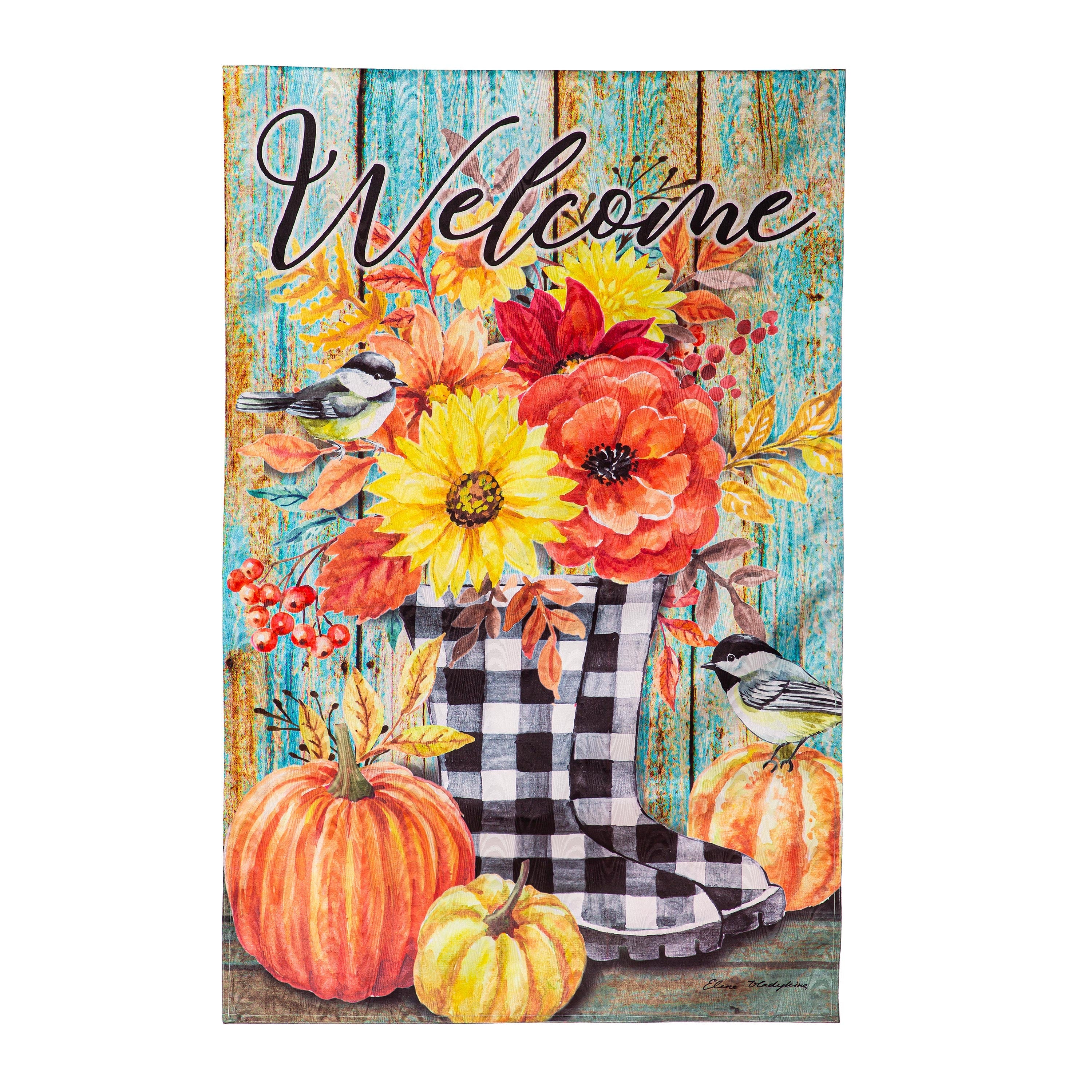 Fall Welcome Boots Moire House Flag - Sports Collectibles, Sports Memorabilia, Sports Fan Shop, Sports Gifts
