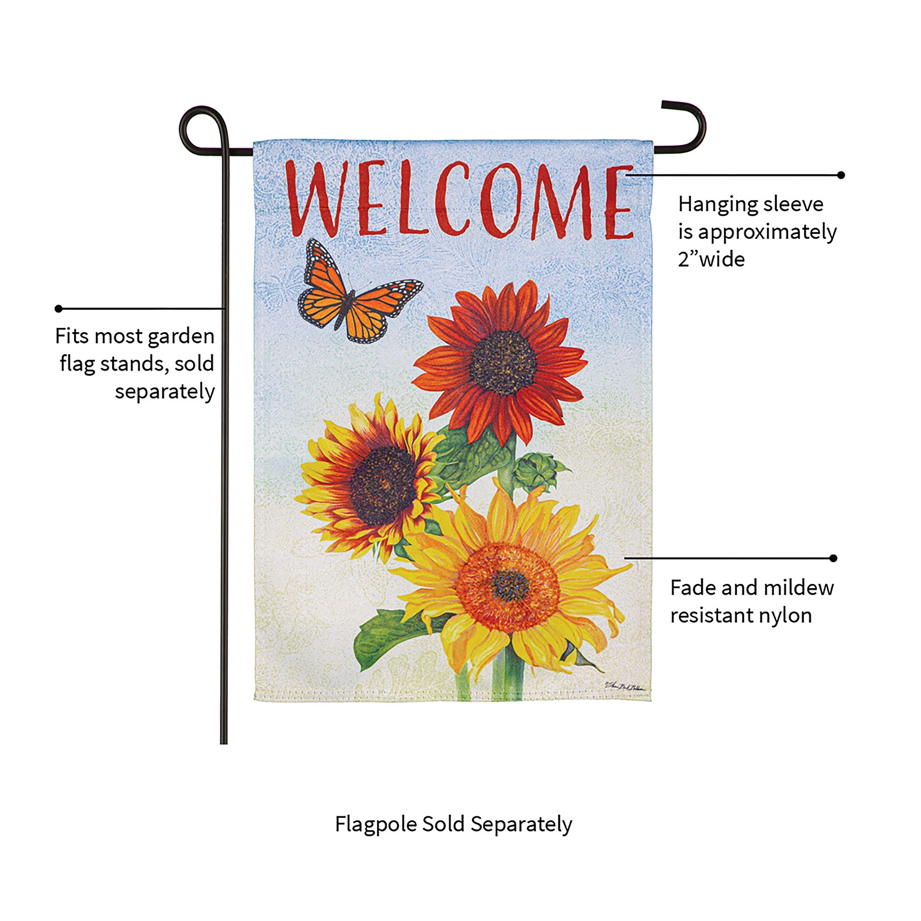 Sunflower Trio Suede Garden Flag - Sports Collectibles, Sports Memorabilia, Sports Fan Shop, Sports Gifts