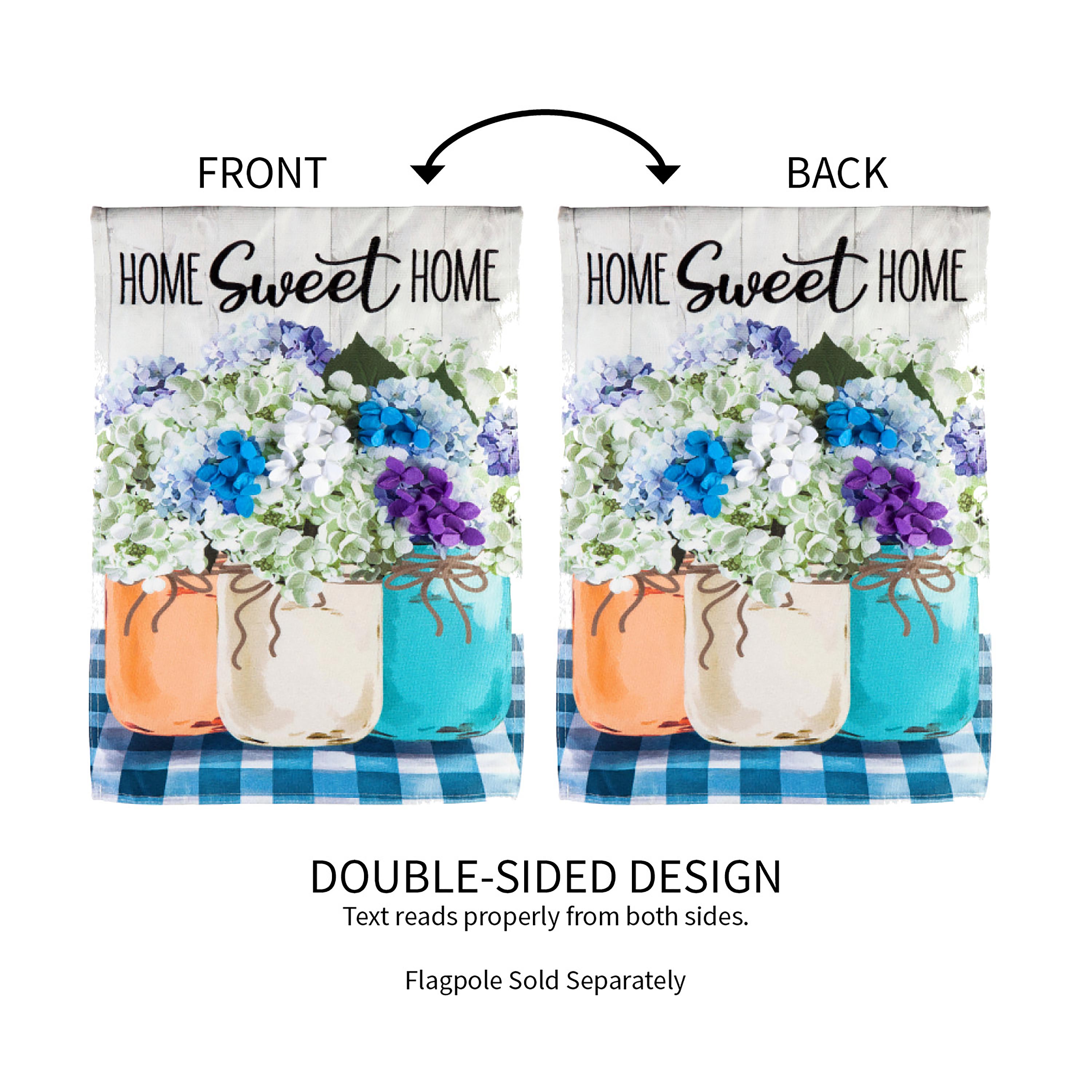 Hydrangea Mason Jars Garden Linen Flag - Sports Collectibles, Sports Memorabilia, Sports Fan Shop, Sports Gifts