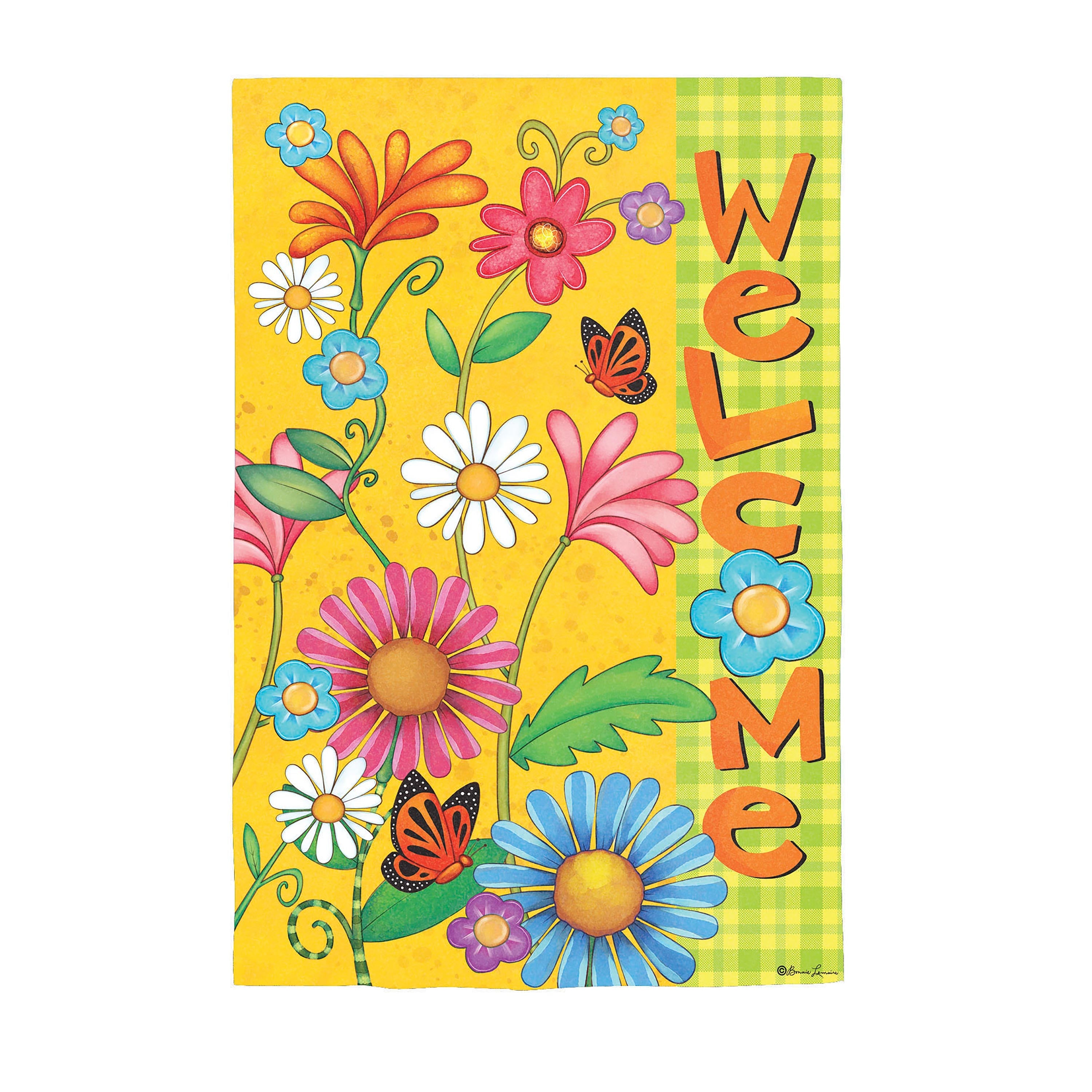 Welcome Spring Suede House Flag - Sports Collectibles, Sports Memorabilia, Sports Fan Shop, Sports Gifts