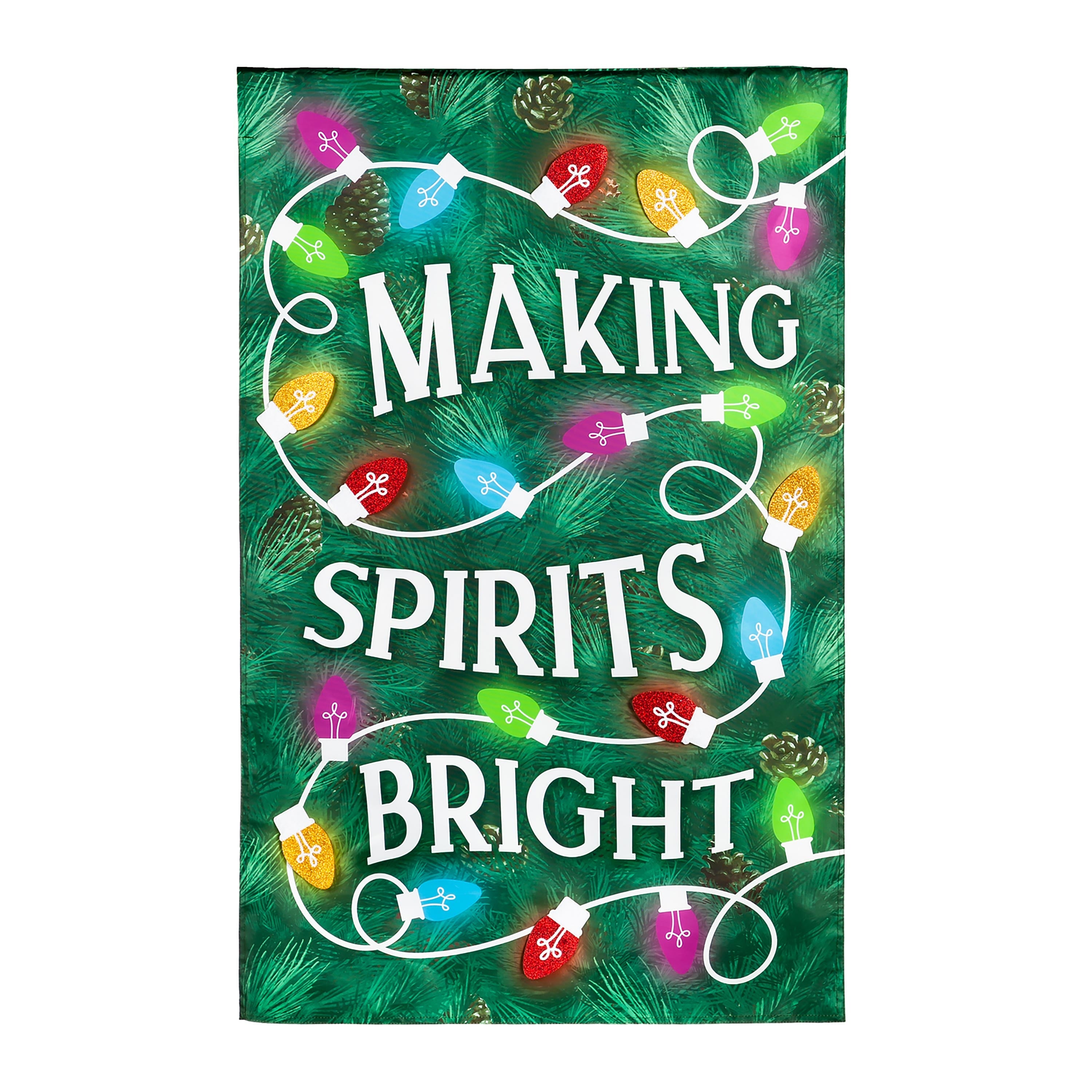 Making Spirits Bright Applique House Flag - Sports Collectibles, Sports Memorabilia, Sports Fan Shop, Sports Gifts