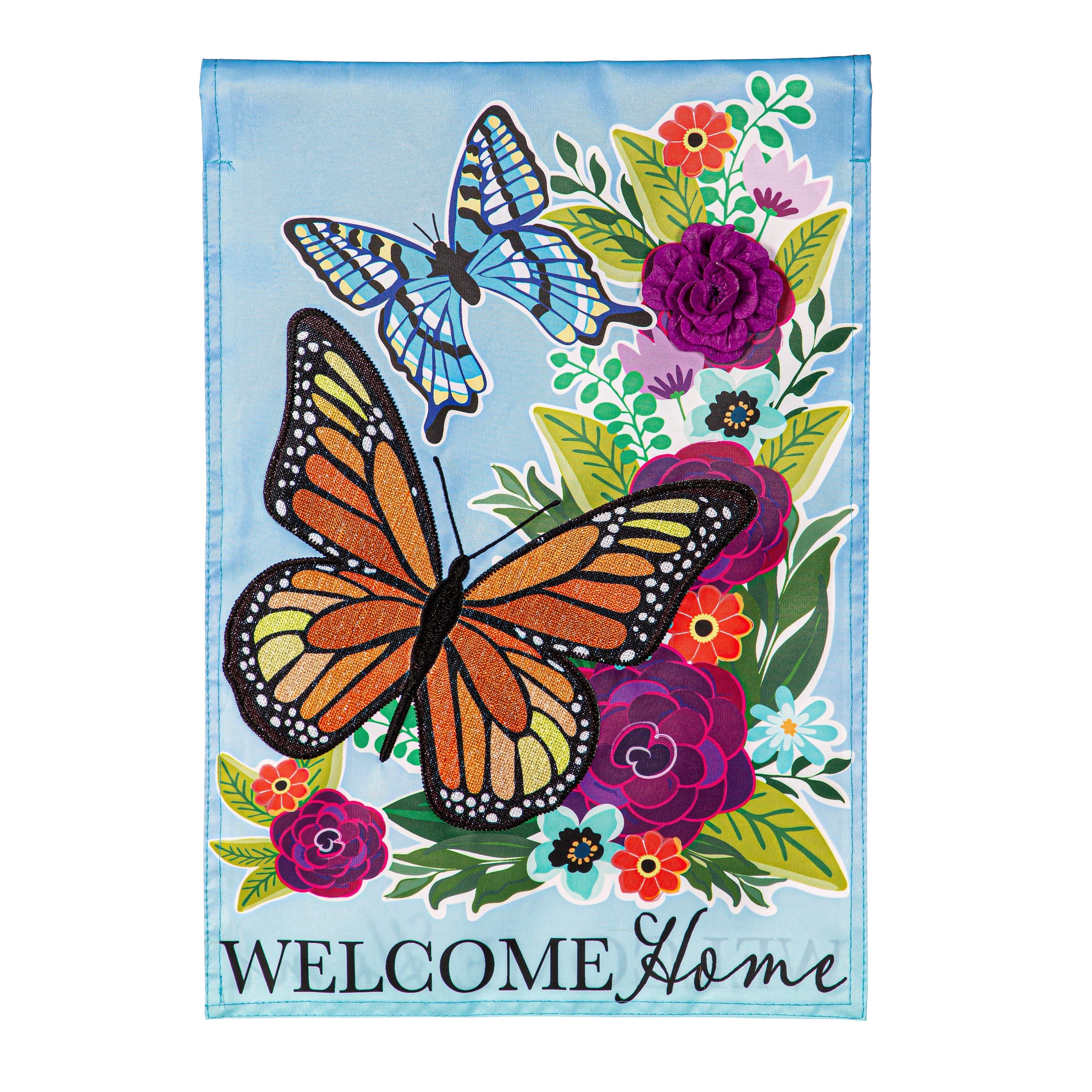 Welcome Home Butterflies Applique Garden Flag - Sports Collectibles, Sports Memorabilia, Sports Fan Shop, Sports Gifts