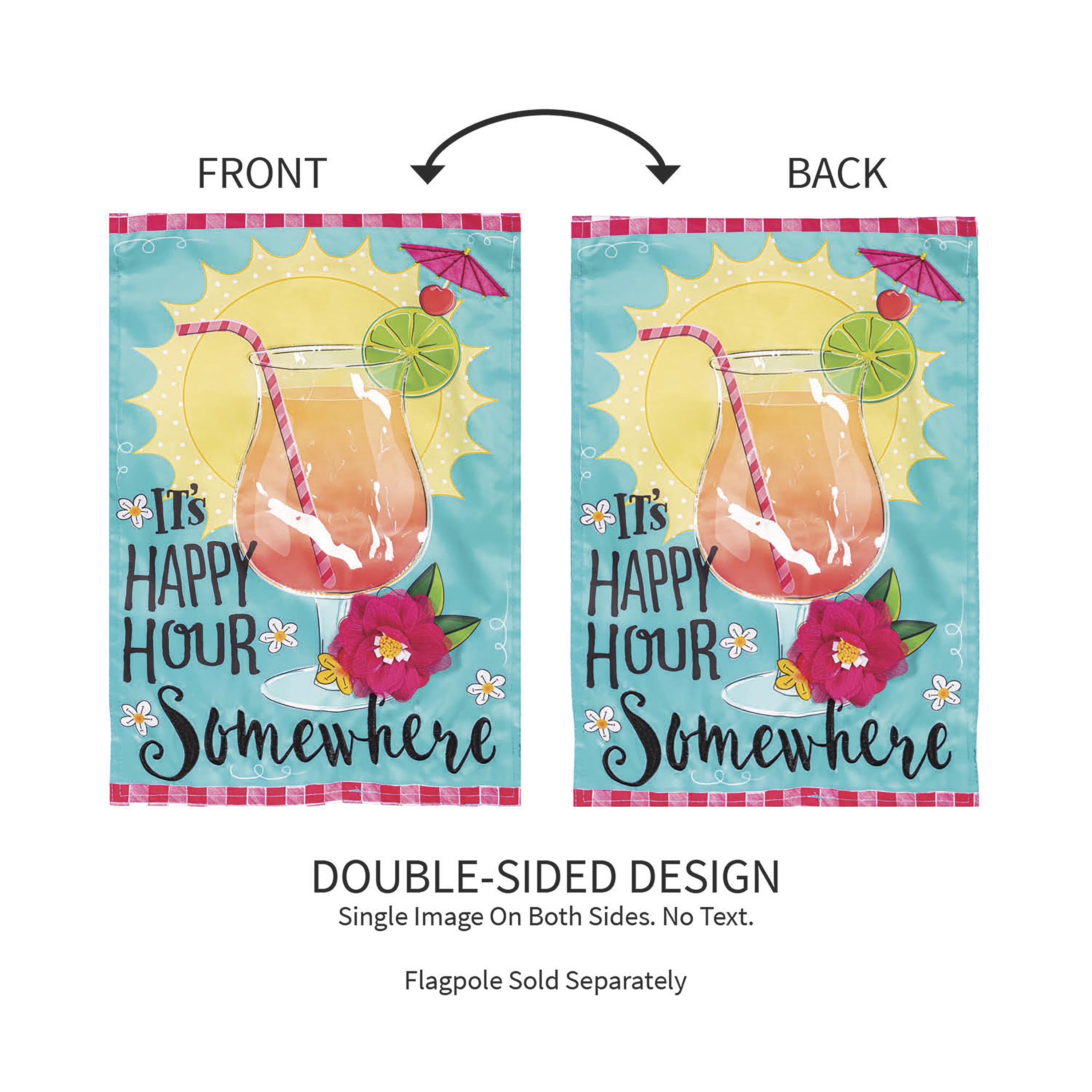 It's Happy Hour Somewhere Applique Garden Flag - Sports Collectibles, Sports Memorabilia, Sports Fan Shop, Sports Gifts