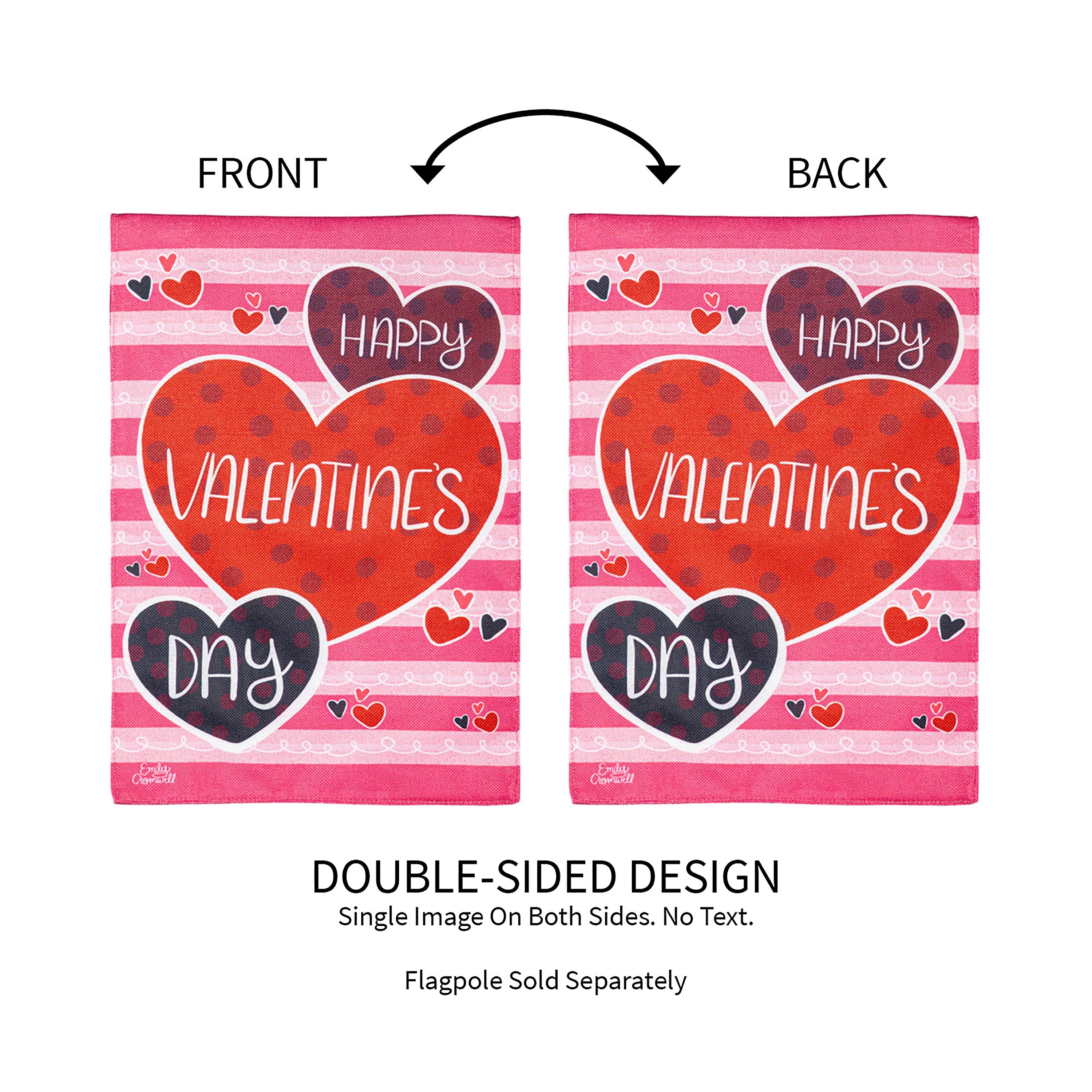 Happy Valentine's Day Hearts Burlap Garden Flag - Sports Collectibles, Sports Memorabilia, Sports Fan Shop, Sports Gifts