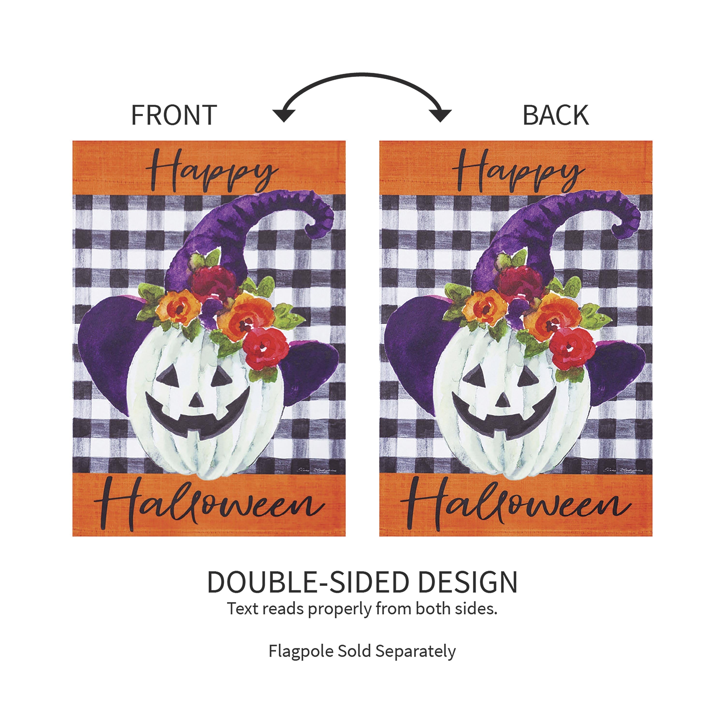 Pumpkin Witch Garden Suede Flag - Sports Gifts, Sports Memorabilia, Sports Collectibles, Fan Shop