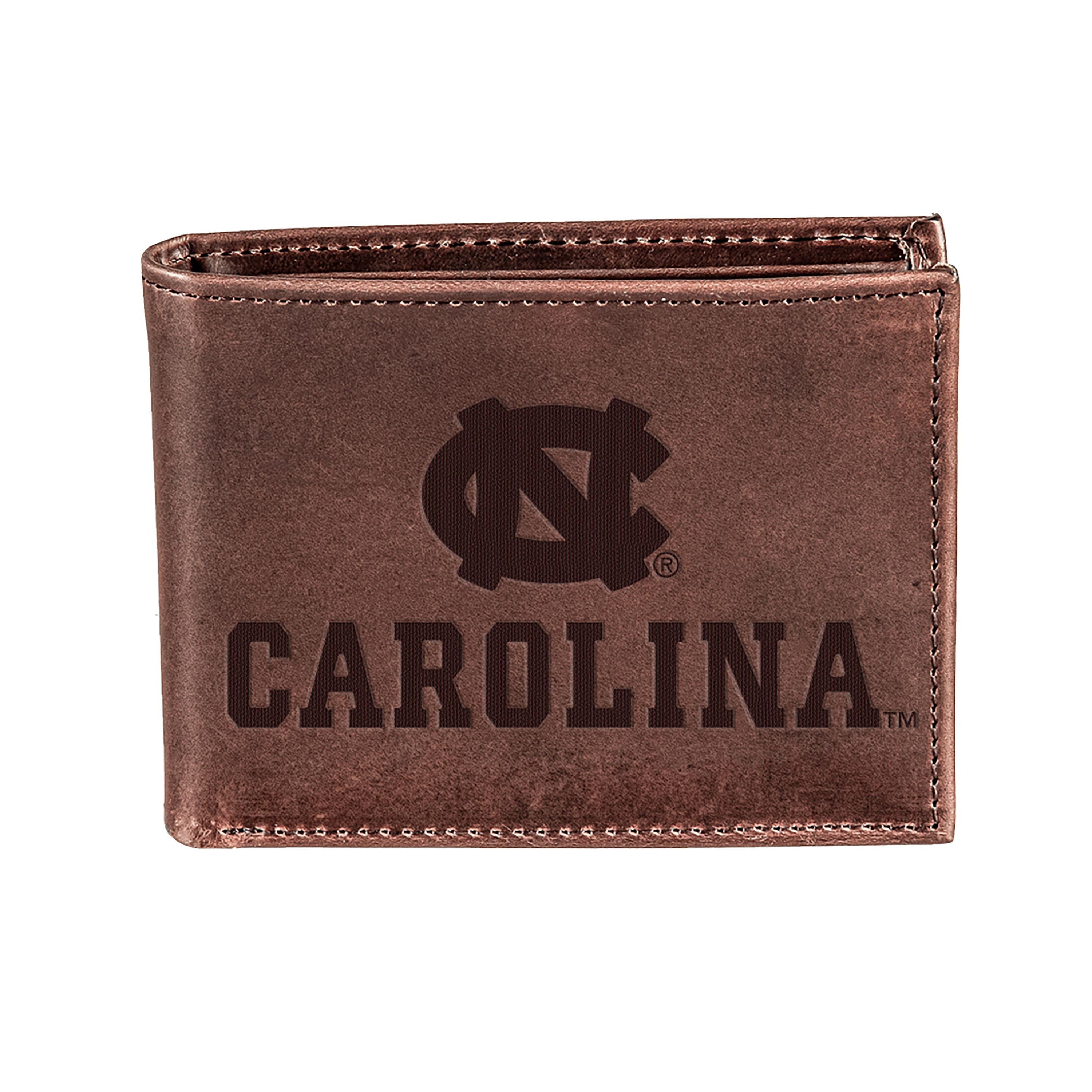 University of North Carolina, Bi-Fold Wallet, Brown, CH, 100% Genuine Leather - Sports Collectibles, Sports Memorabilia, Sports Fan Shop, Sports Gifts