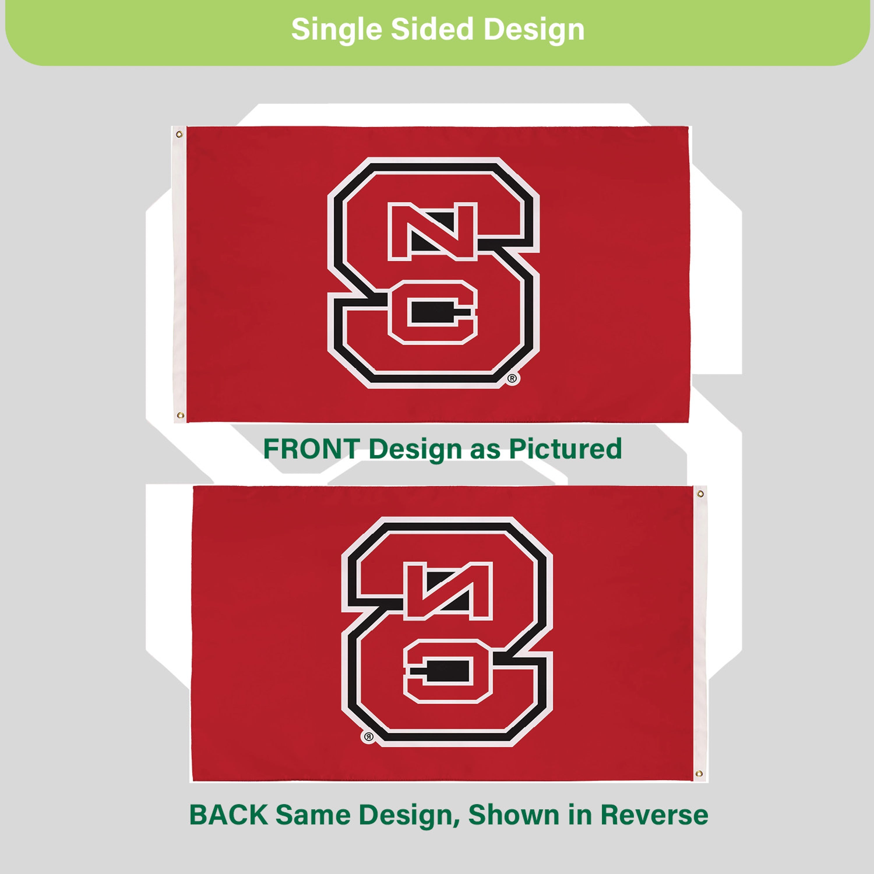 3'x5' Single Sided Flag w/ 2 Grommets, North Carolina State University - Sports Gifts, Sports Memorabilia, Sports Collectibles, Fan Shop