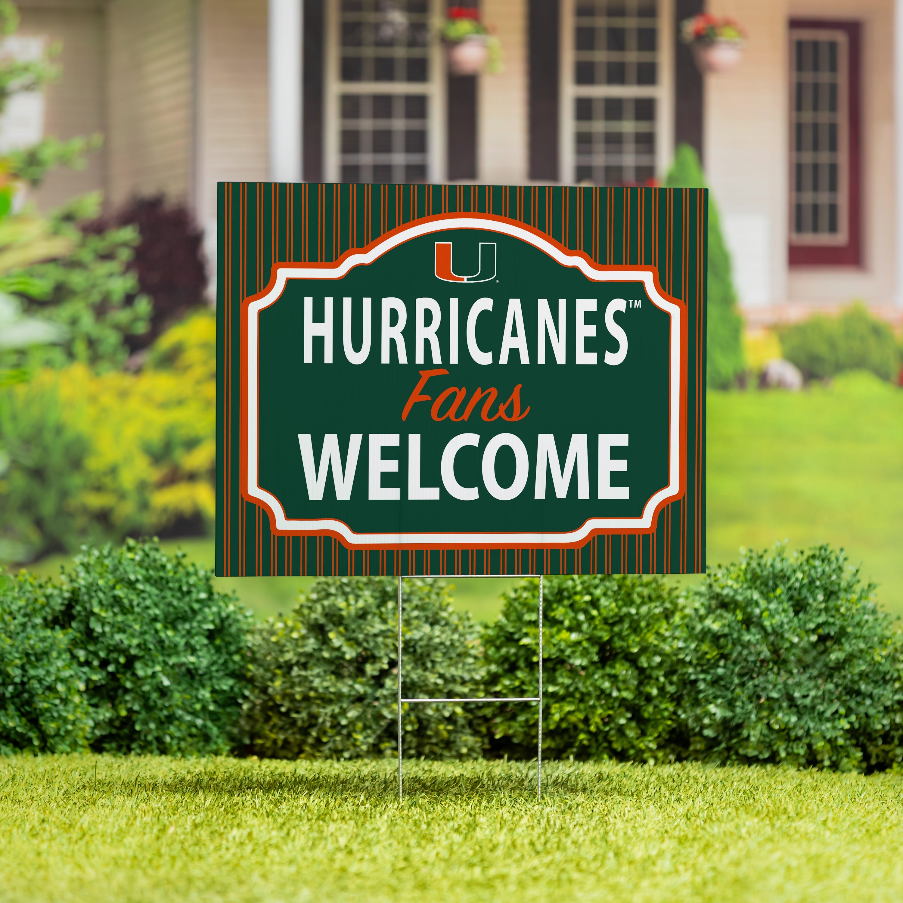 University of Miami Coroplast Yard Sign, "Fans Welcome" - Sports Collectibles, Sports Memorabilia, Sports Fan Shop, Sports Gifts