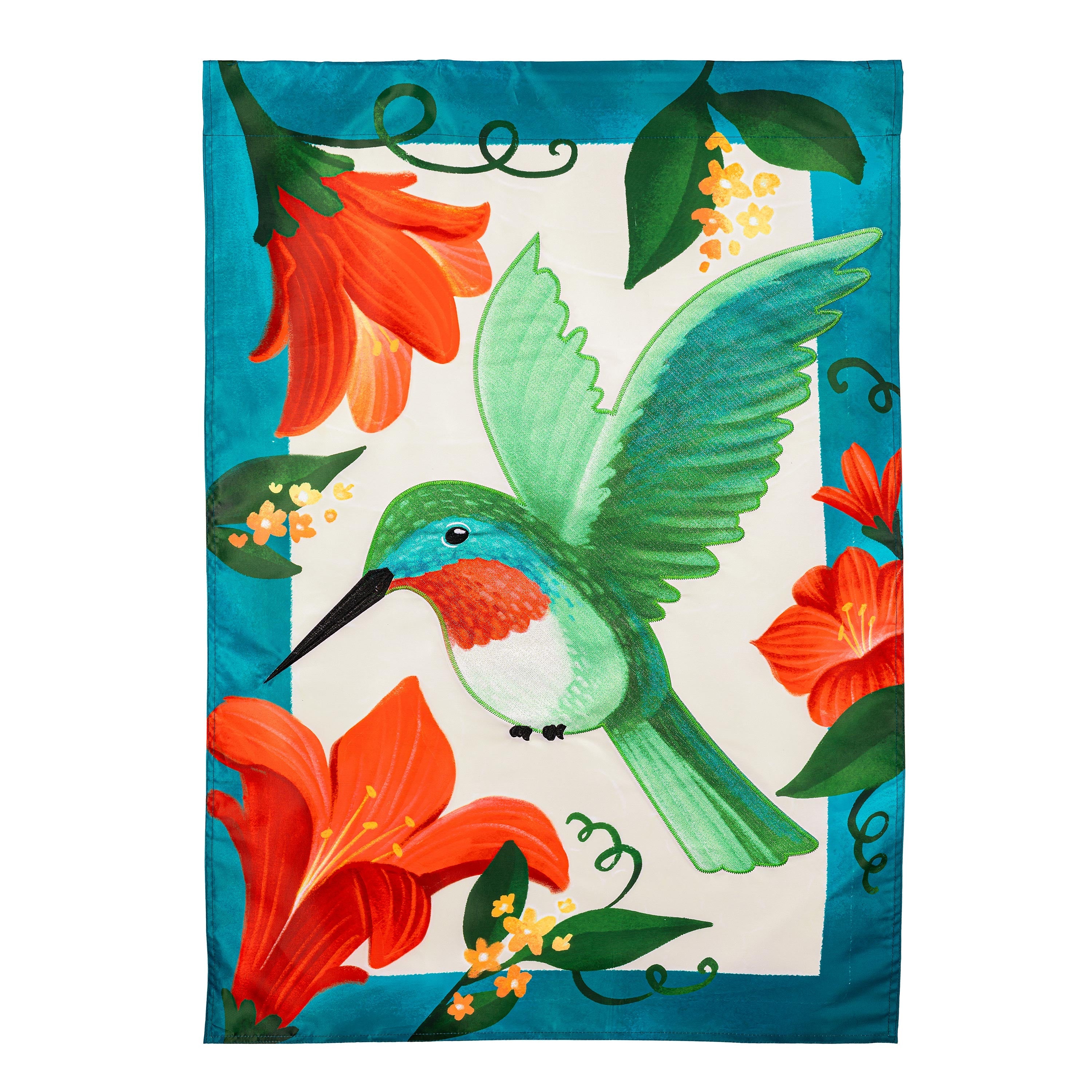 Spring Hummingbird Applique House Flag - Sports Collectibles, Sports Memorabilia, Sports Fan Shop, Sports Gifts