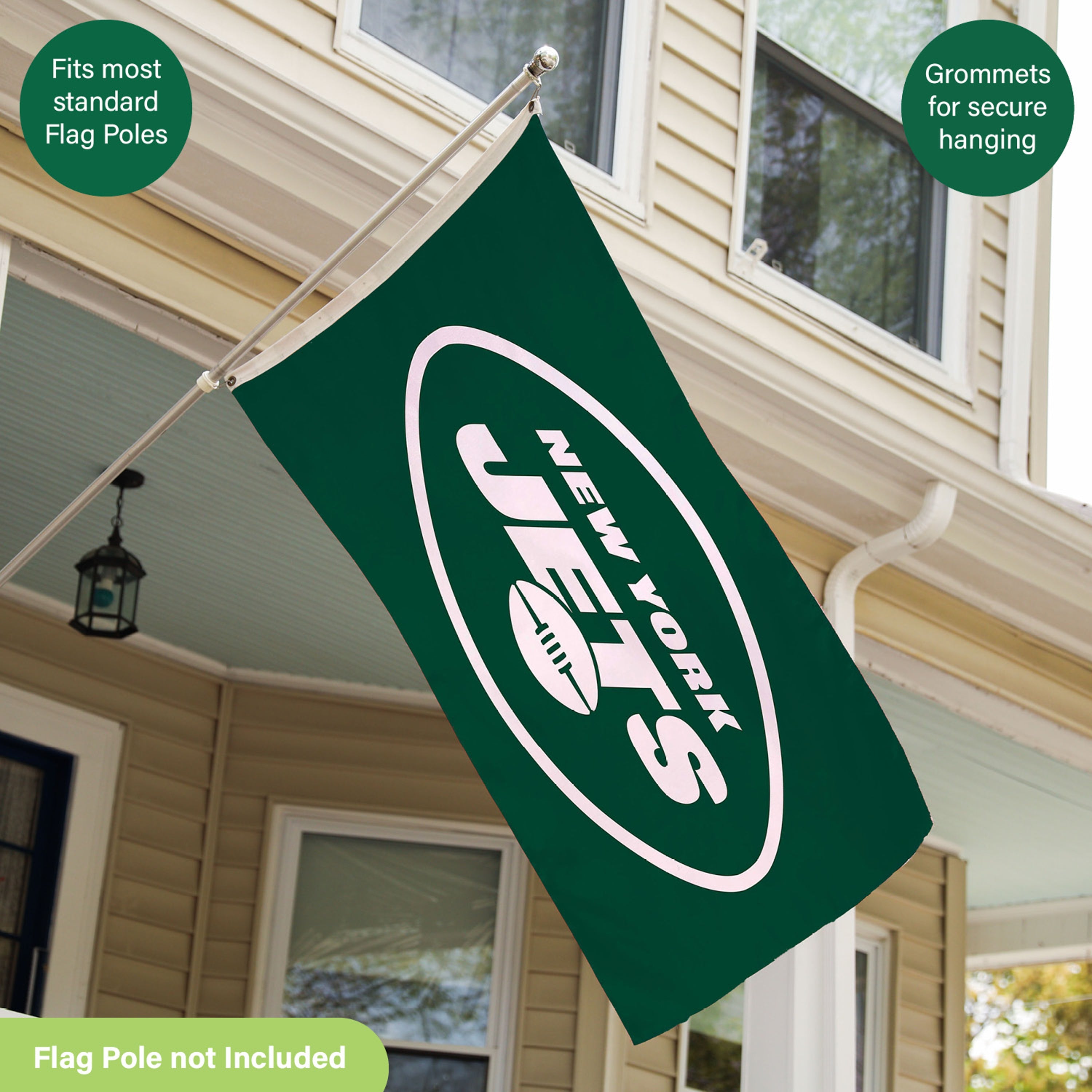 3'x5' Single Sided Flag w/ 2 Grommets, New York Jets - Sports Gifts, Sports Memorabilia, Sports Collectibles, Fan Shop