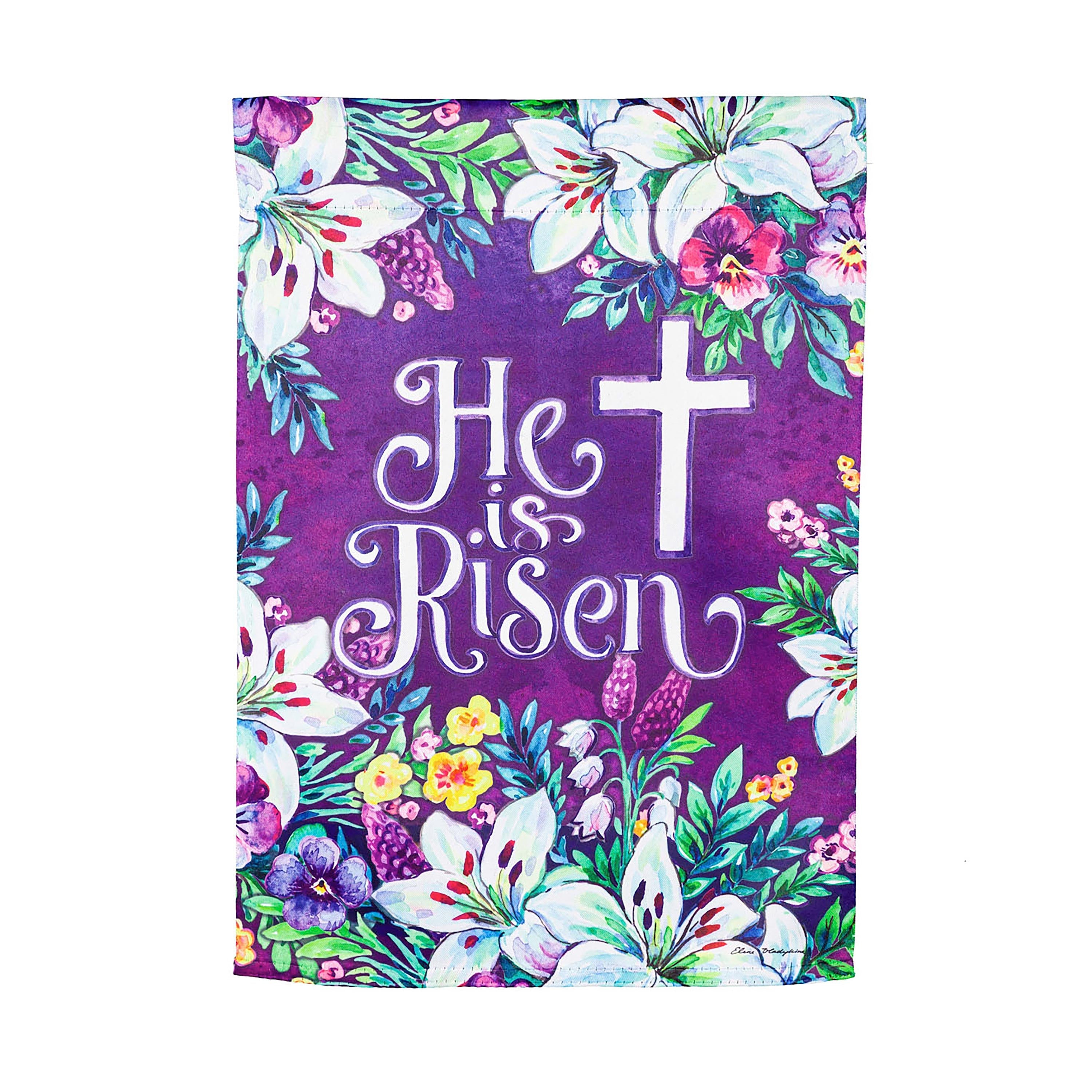 Spring Flowers Easter Cross Garden Suede Flag - Sports Collectibles, Sports Memorabilia, Sports Fan Shop, Sports Gifts