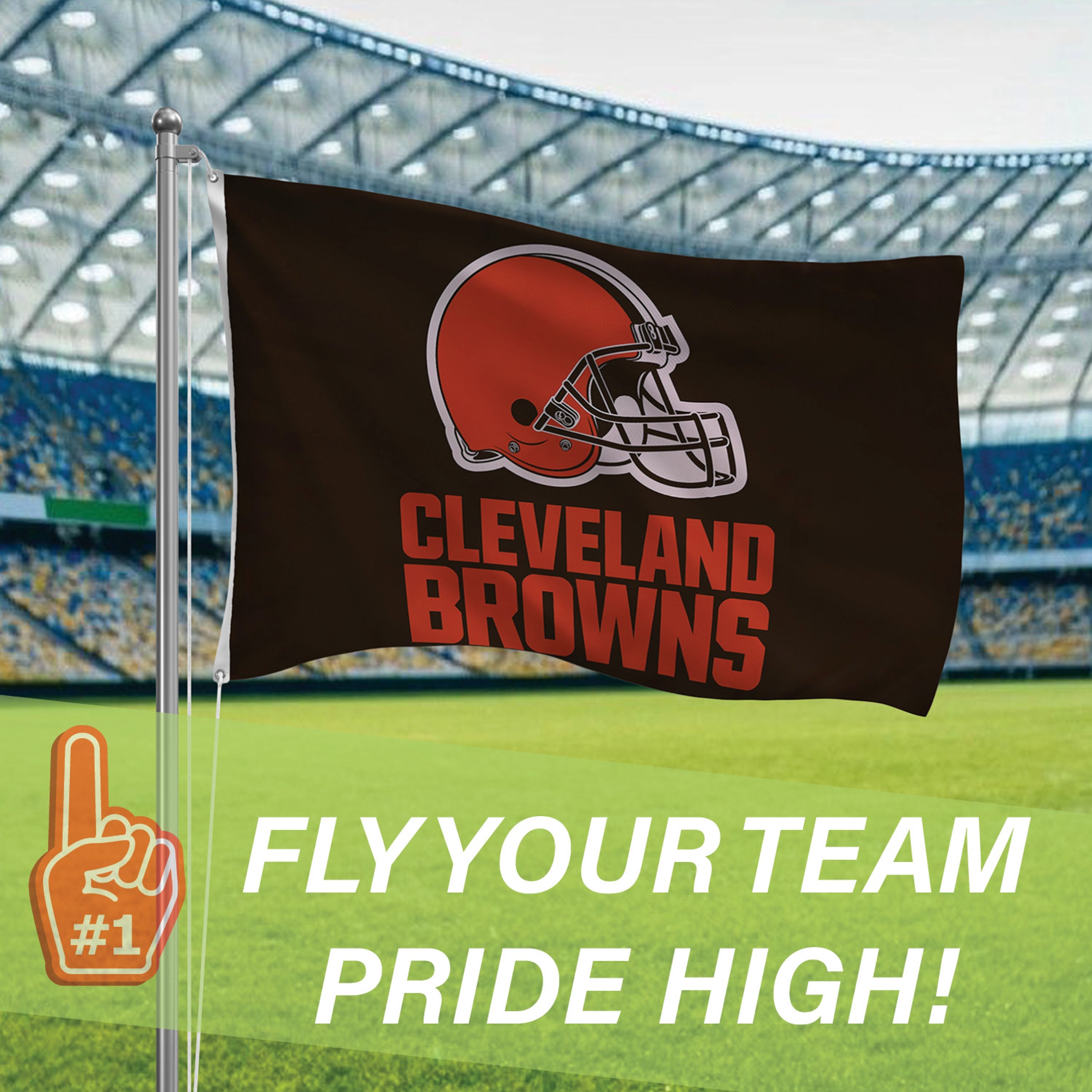 3'x5' Single Sided Flag w/ 2 Grommets, Cleveland Browns - Sports Gifts, Sports Memorabilia, Sports Collectibles, Fan Shop