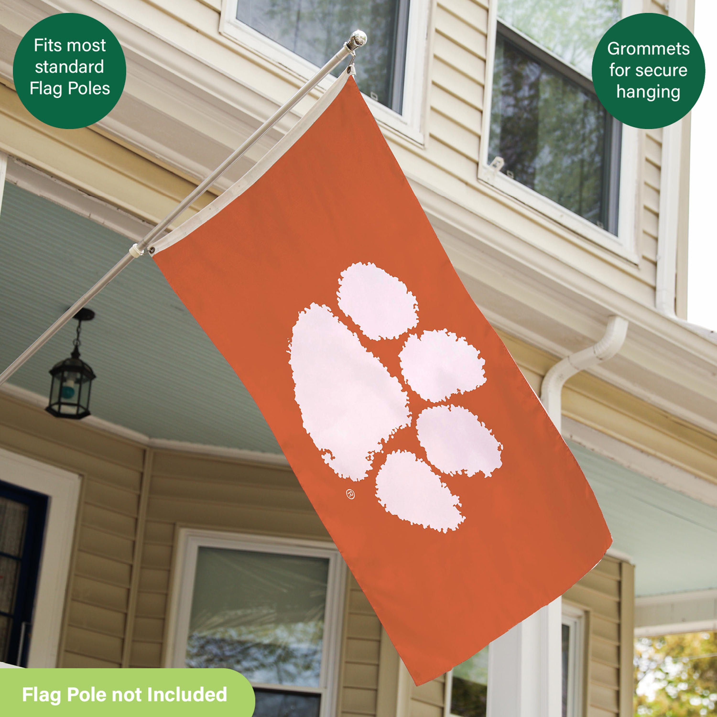 Clemson University Single Sided Estate Flag with 2 Grommets, 3'x5' - Sports Gifts, Sports Memorabilia, Sports Collectibles, Fan Shop