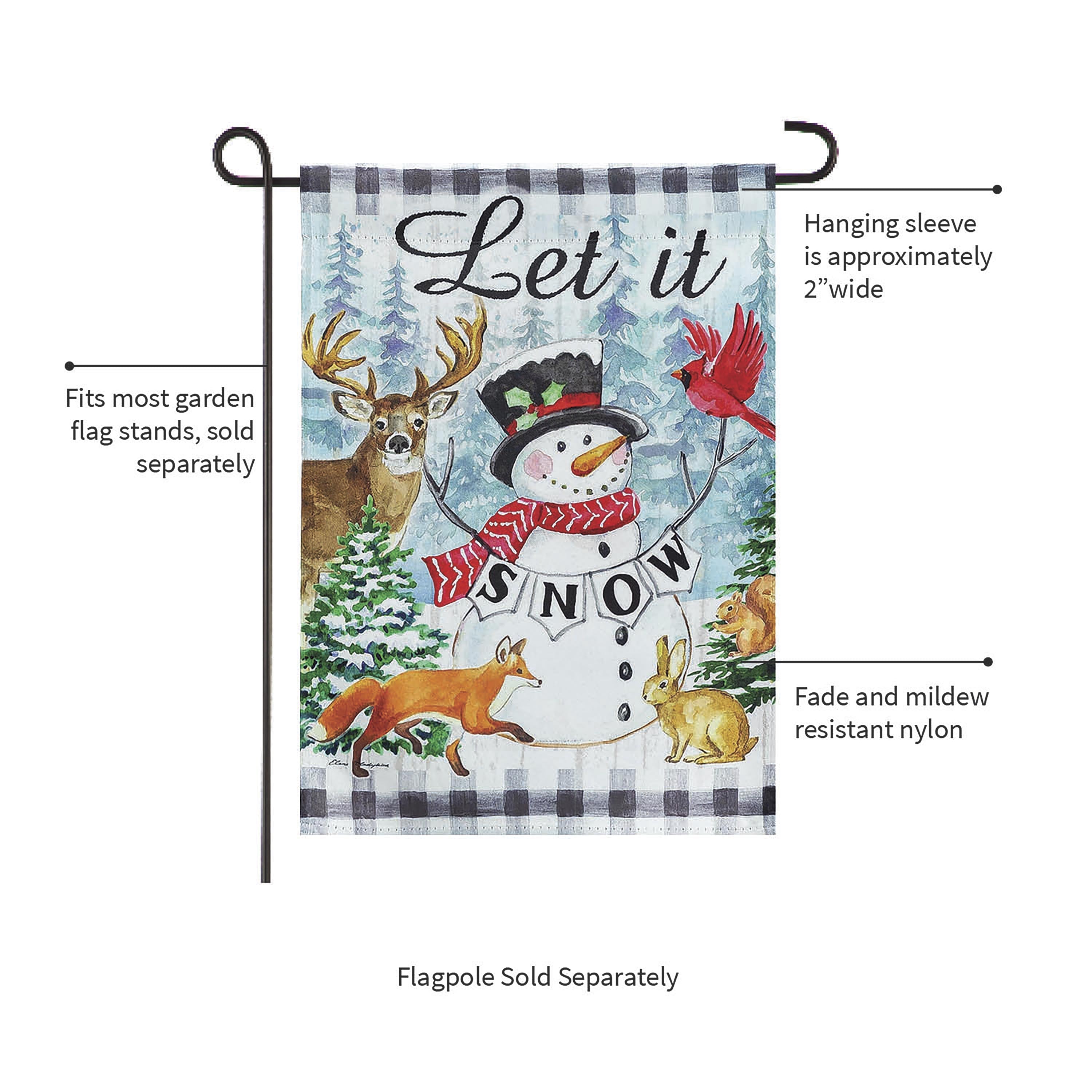 Let it Snow Snowman and Woodlands Suede Garden Flag - Sports Collectibles, Sports Memorabilia, Sports Fan Shop, Sports Gifts