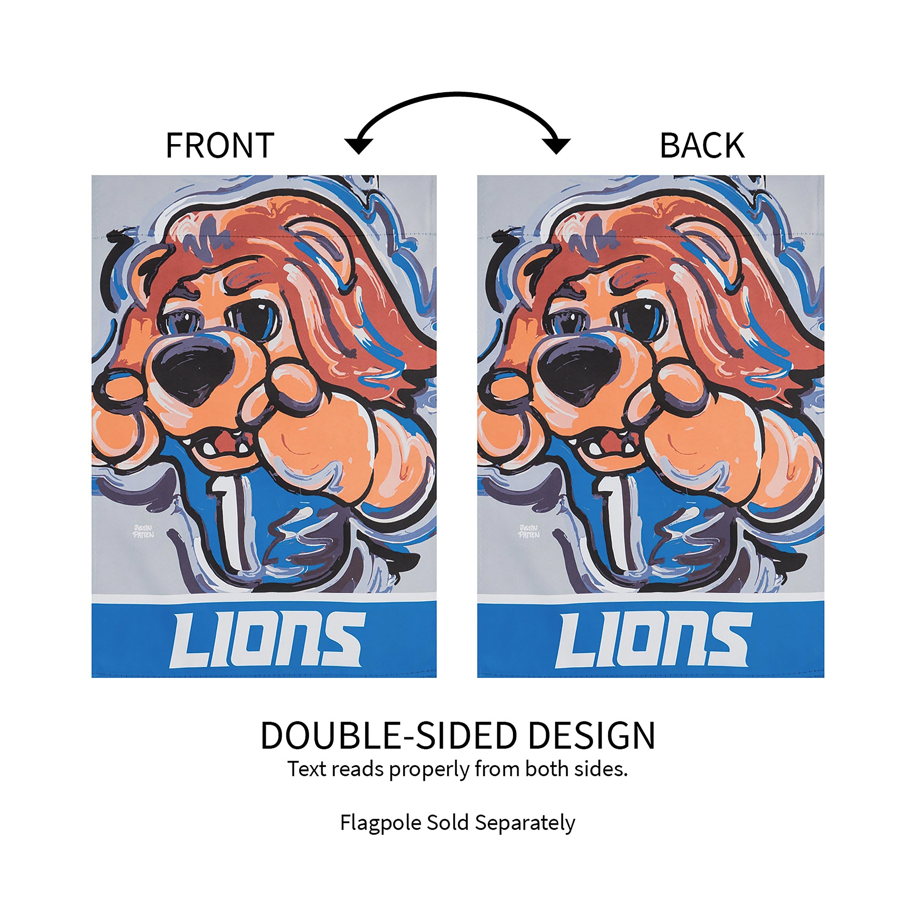 Detroit Lions Justin Patten Suede Garden Flag - Sports Collectibles, Sports Memorabilia, Sports Fan Shop, Sports Gifts