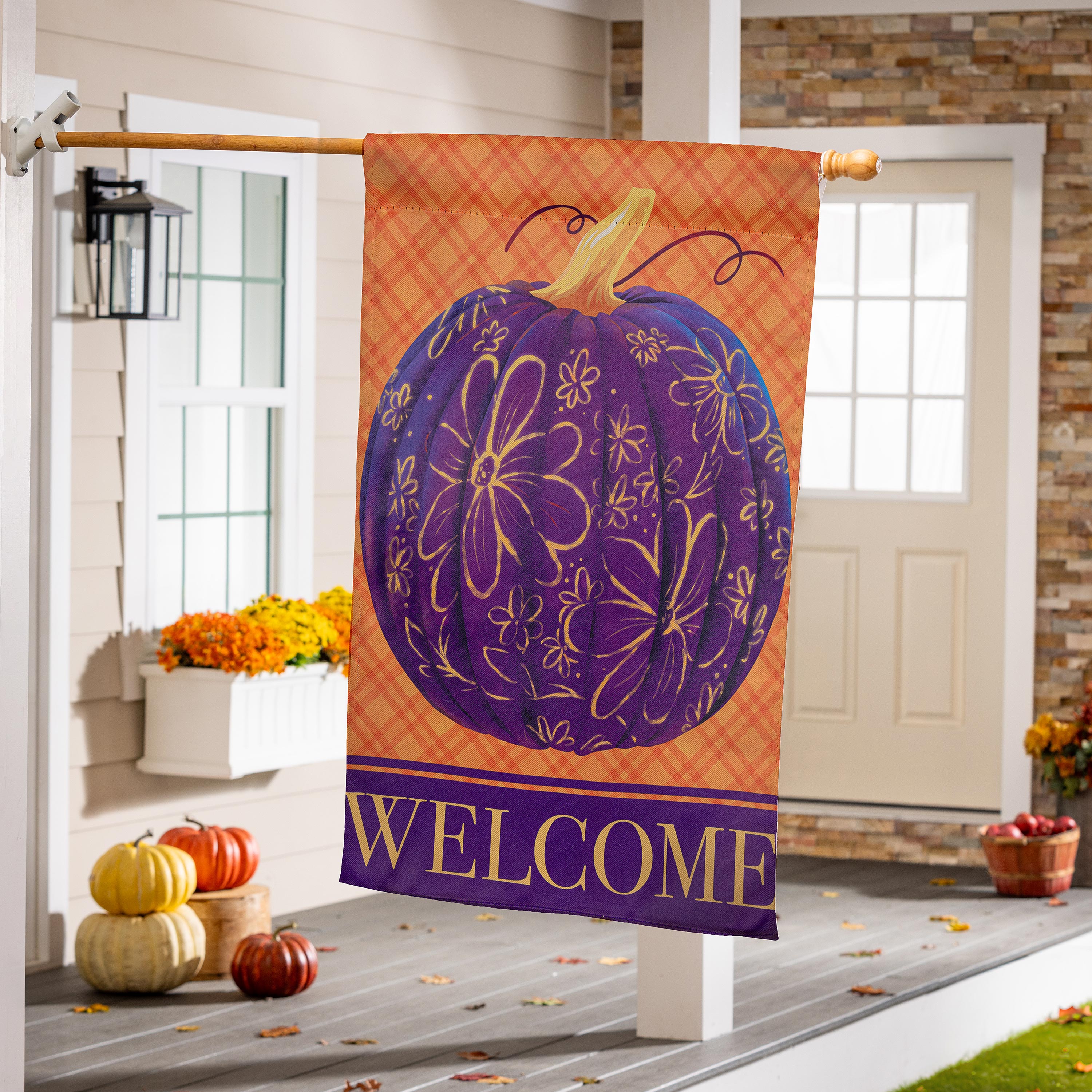 Damascus Pumpkin Suede House Flag - Sports Collectibles, Sports Memorabilia, Sports Fan Shop, Sports Gifts