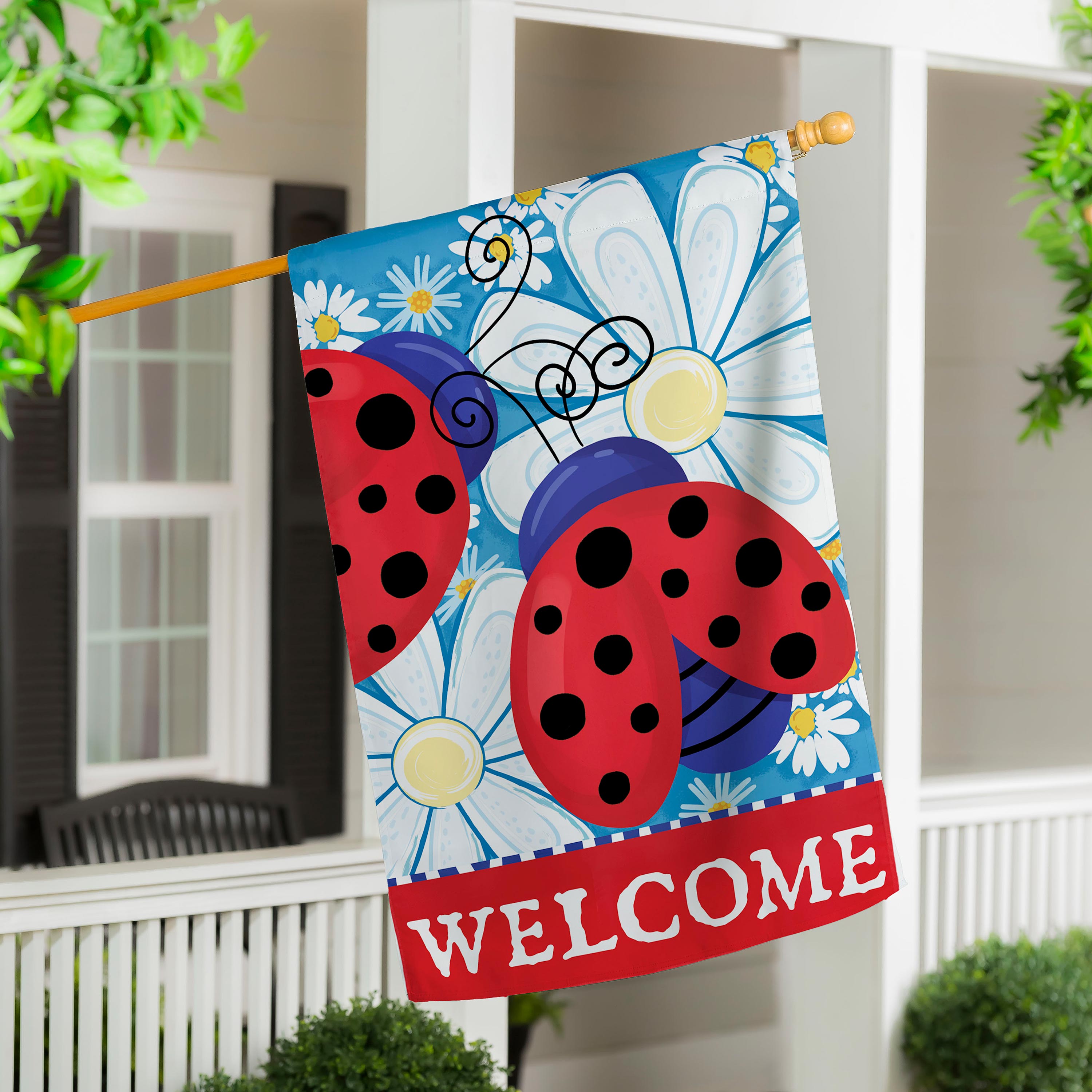 Patriotic Ladybugs Applique House Flag - Sports Collectibles, Sports Memorabilia, Sports Fan Shop, Sports Gifts