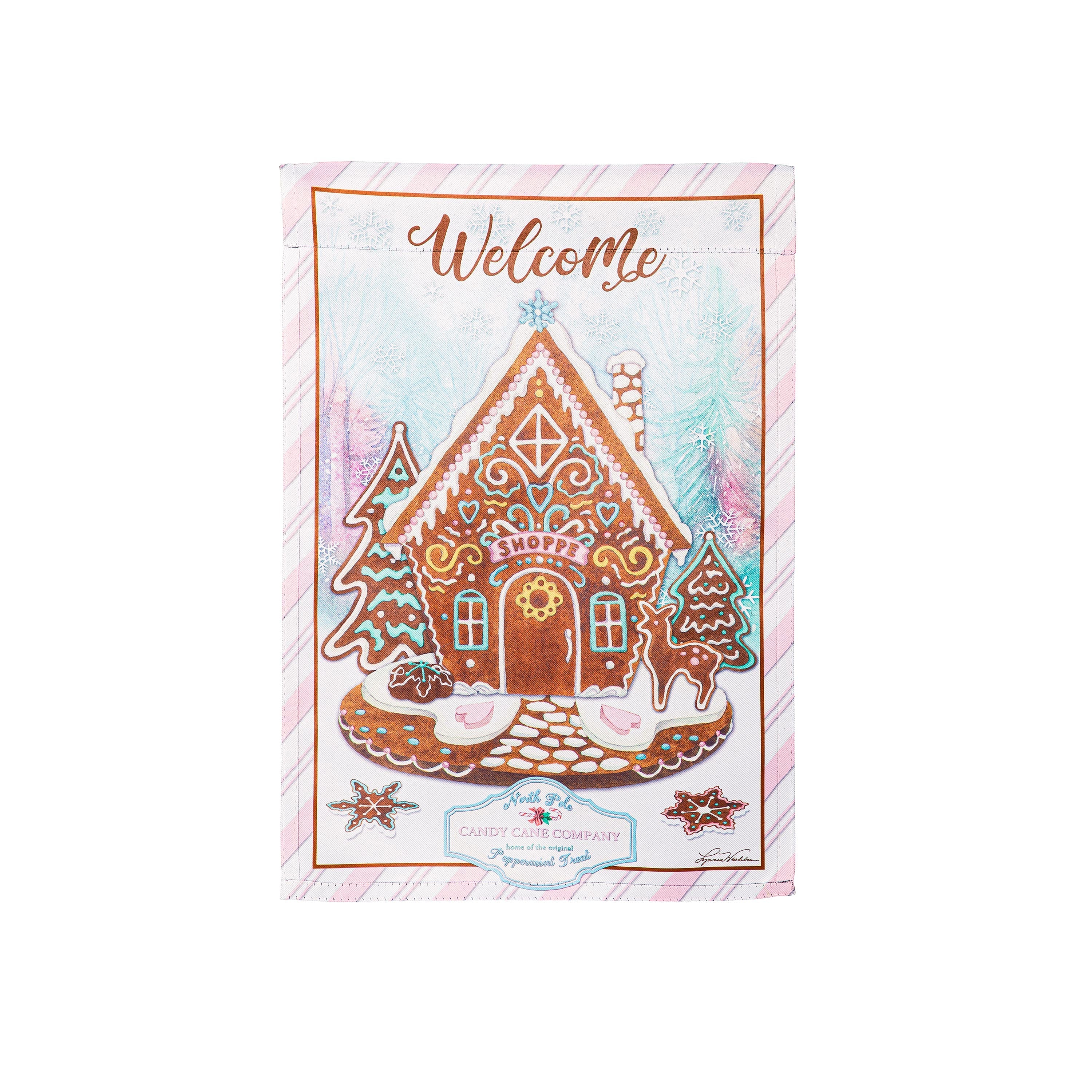 Season's Greeting Gingerbread Reversible Suede House Flag - Sports Collectibles, Sports Memorabilia, Sports Fan Shop, Sports Gifts